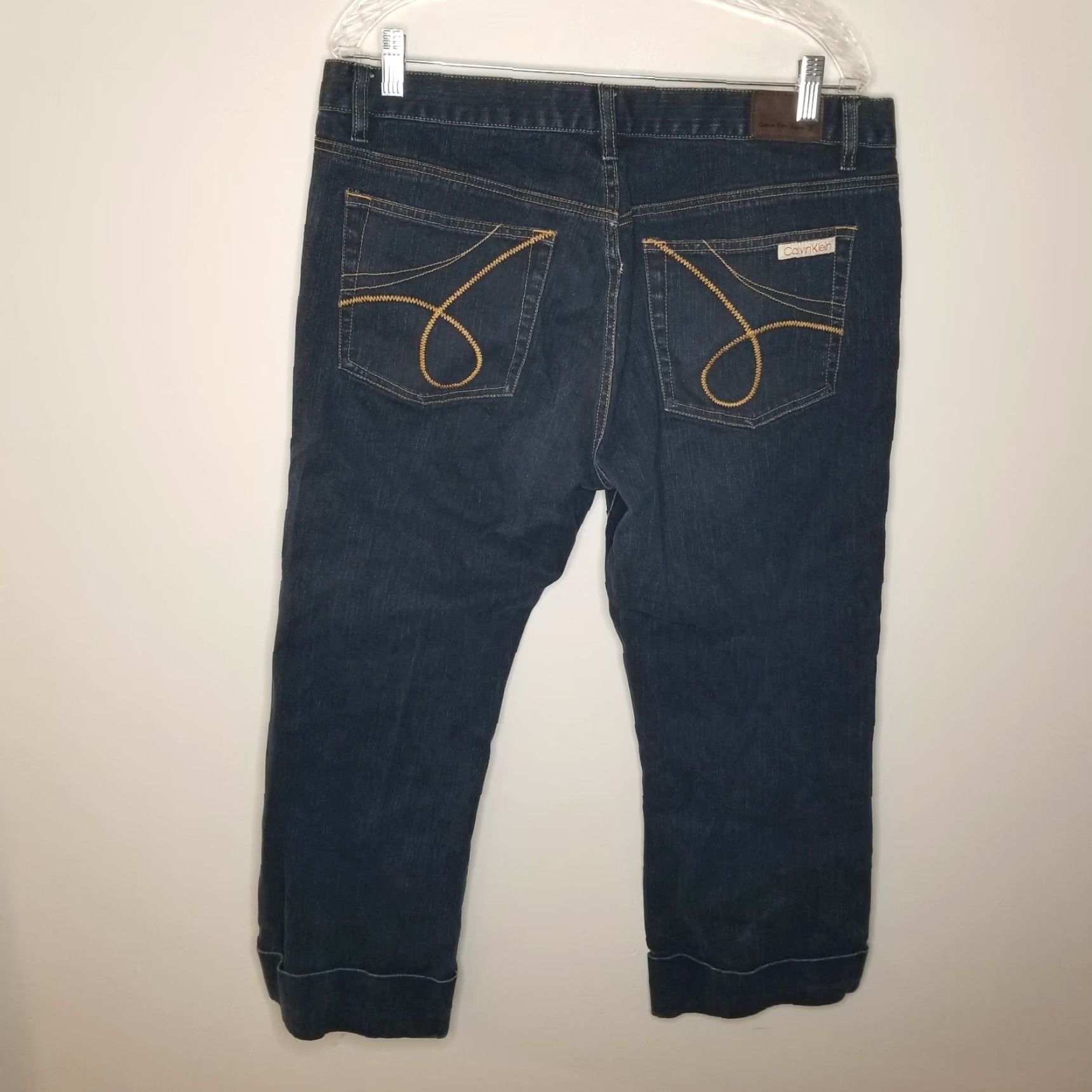 Calvin Klein CALVIN KLEIN Jeans Womens Dark Blue Cuffed Size 14 Cropped Denim Jeans 14 Women Size 36" / US 14 / IT 50 - 4 Thumbnail