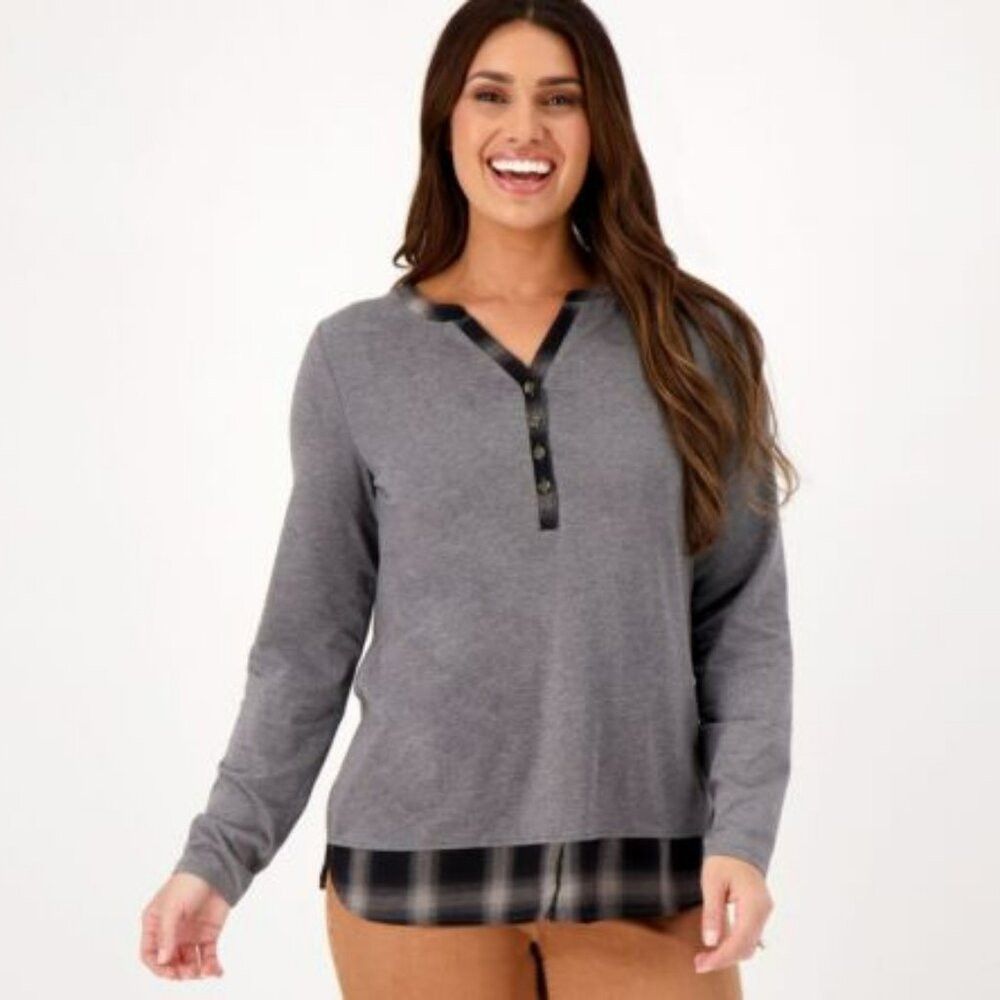Other New Belle by Kim Gravel TripleLuxe Knit Flannel Trim Gray T Size XXL / US 16-18 / IT 52-54 - 1 Thumbnail