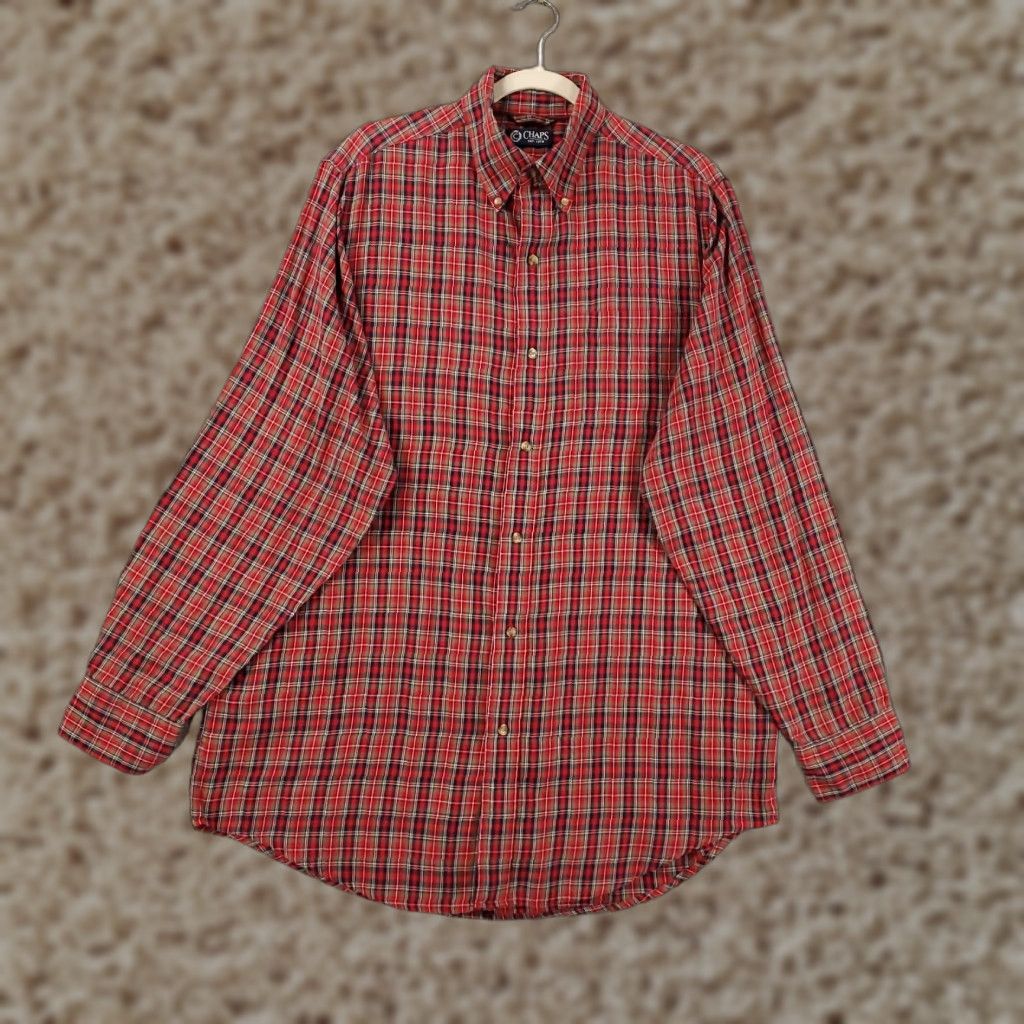 Chaps VINTAGE Chaps Button Down Shirt Mens Large Red Plaid Long Sleeve Casual Classic Outdoor Size US L / EU 52-54 / 3 - 1 Thumbnail