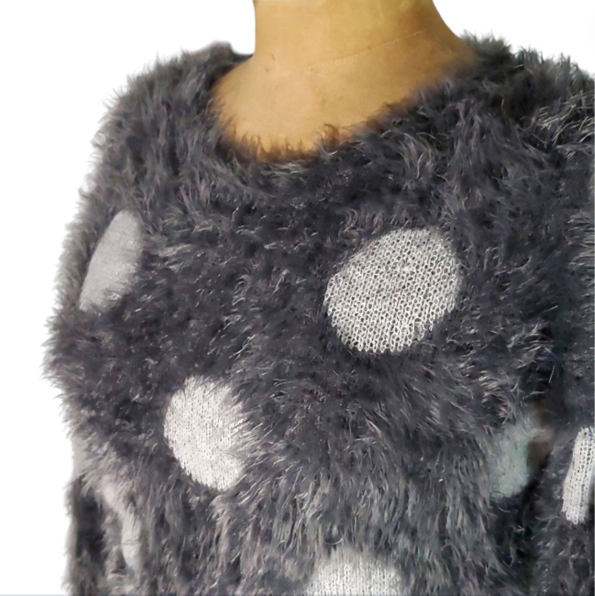 Joseph Joseph A. Size S/M NEW Sweater Grey Soft Fuzzy Polka Dots Size M / US 6-8 / IT 42-44 - 4 Thumbnail