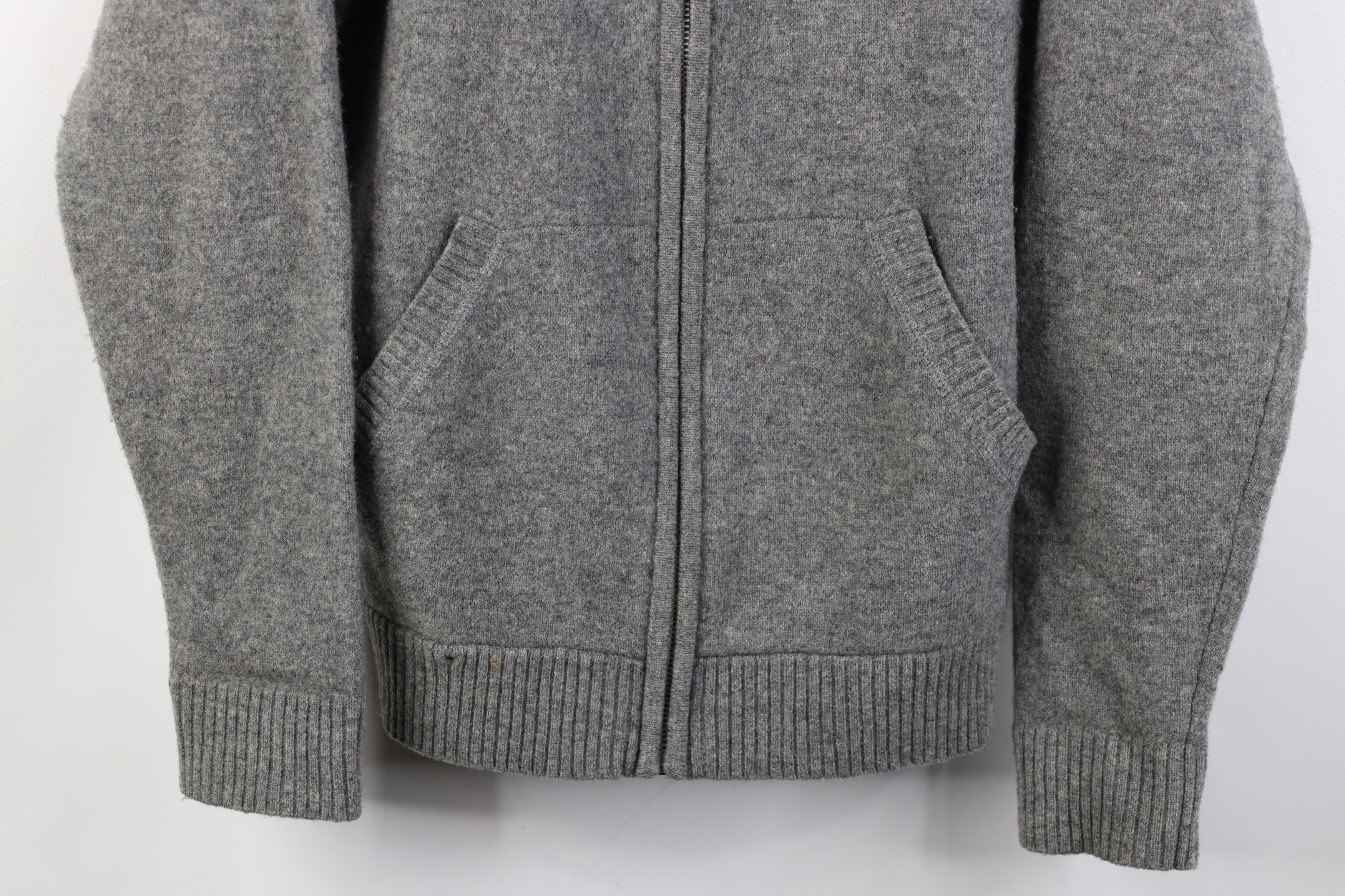 Gap Vintage 90s Gap Lambswool Knit Full Zip Hoodie Sweater Gray Size US L / EU 52-54 / 3 - 3 Thumbnail