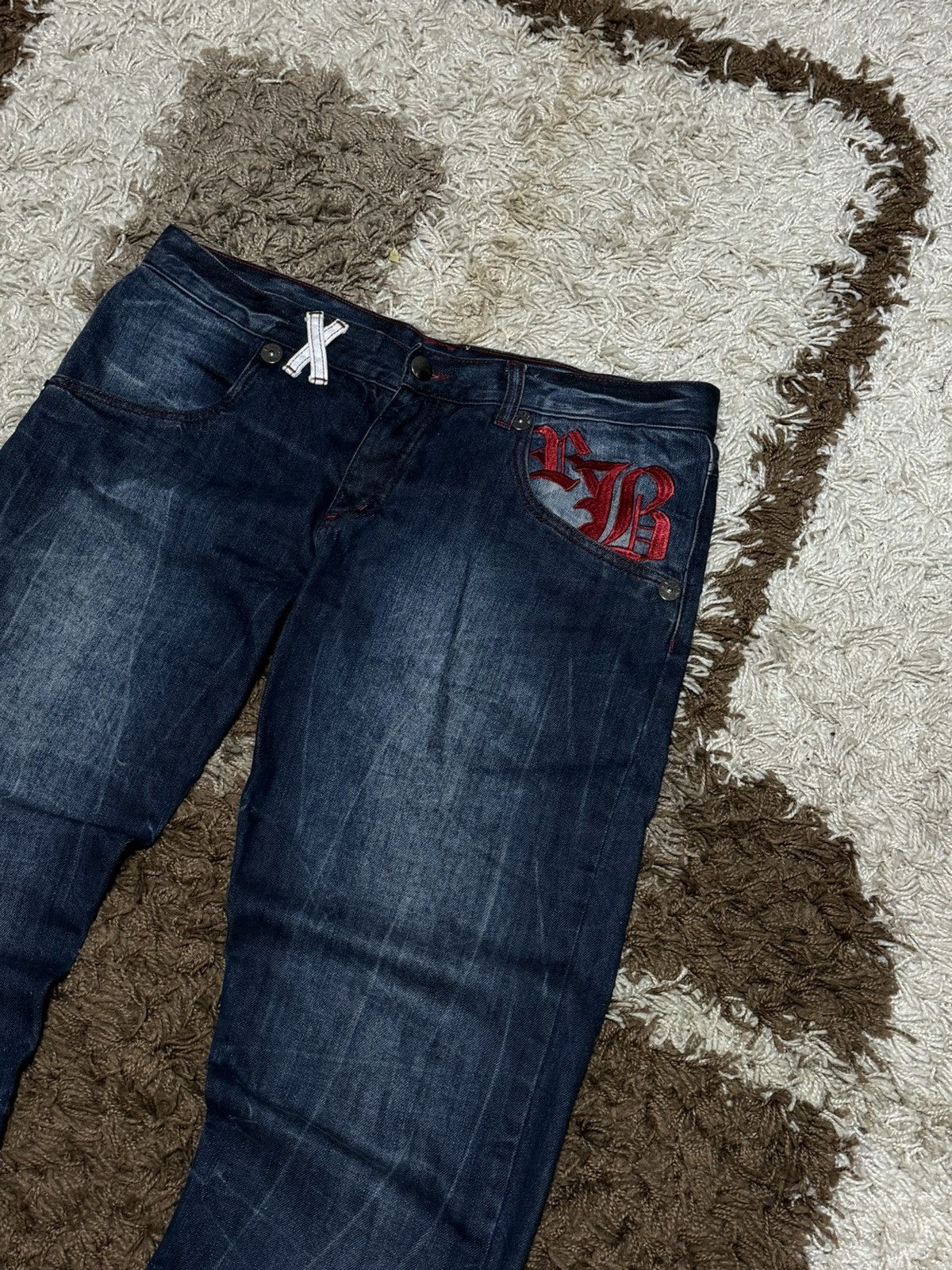 Japanese Brand Vtg Rainbow Washed n Big Dragon Embroide Baggy Jeans Size US 36 / EU 52 - 4 Thumbnail
