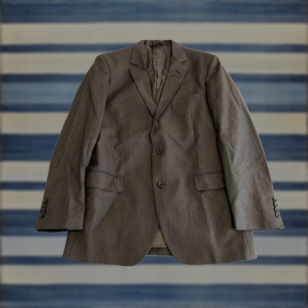 Brooks Brothers VINTAGE Brooks Brothers 1818 Fitzgerald Vitale Barberis Canonico Jacket Blazer Mens 42R Wool Gray Striped 2 Button Suit Coat/Coat Size 42R - 1 Thumbnail