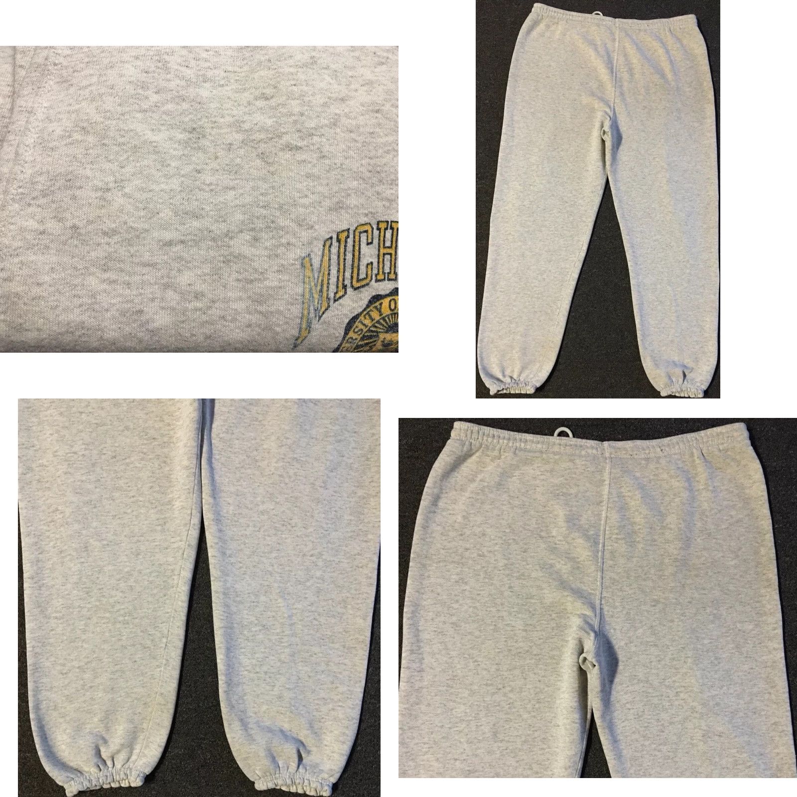 Vintage VINTAGE University Michigan Sweatpants L Gray Activewear Pants Men 80s 90s Grunge College Track & Field USA Wolverines Drawstring Size US 33 - 8 Thumbnail