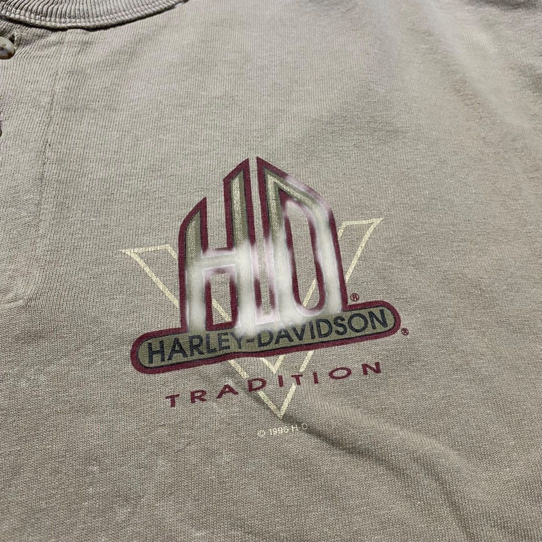 Harley Davidson Harley davidson vintage half button tan red sleeve tee Size US XL / EU 56 / 4 - 2 Thumbnail