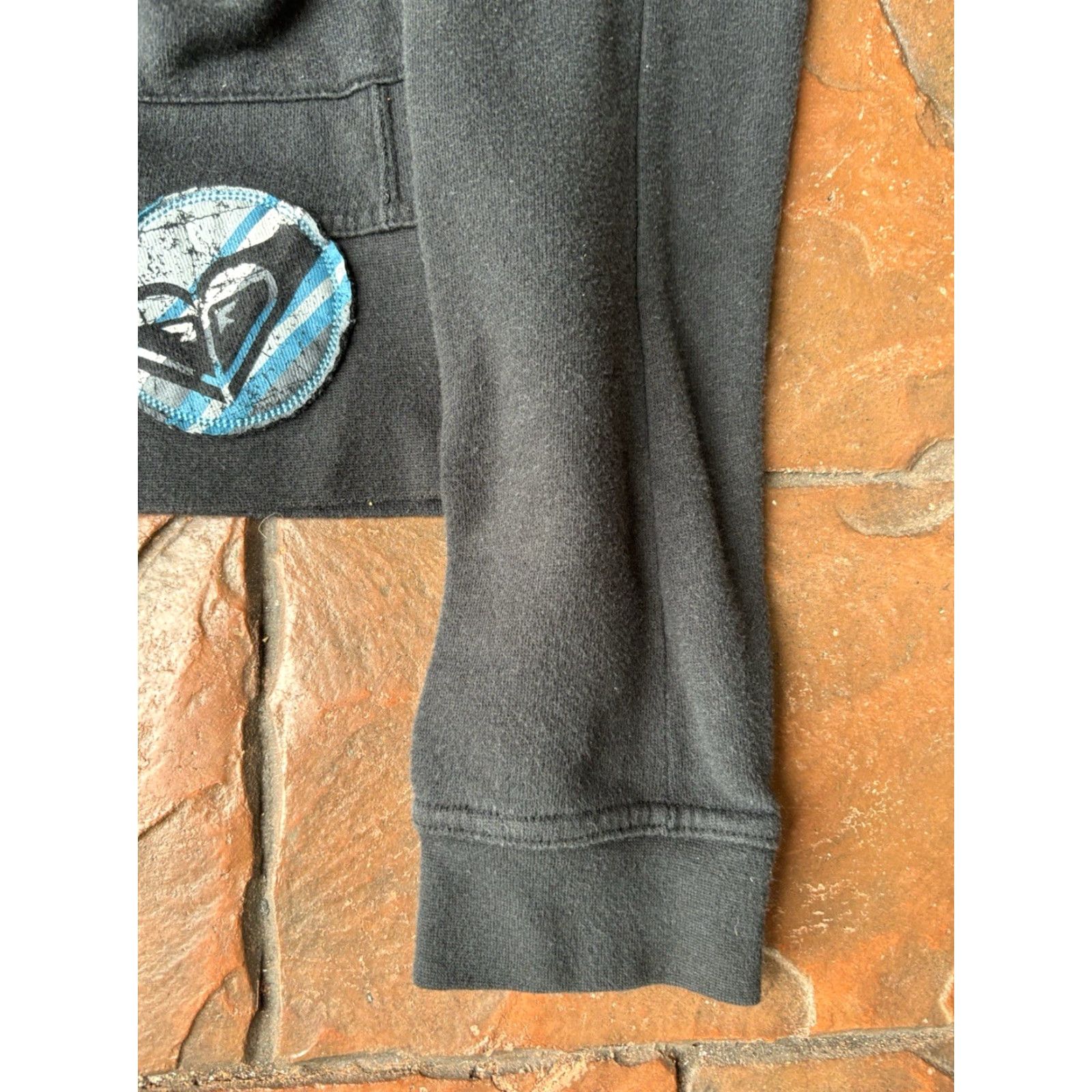 Vintage VINTAGE ROXY Hoodie (Zip Up) Black Medium Womens Y2K Surf 80s 90s Grunge Emo Casual Floral Thumbholes Size M / US 6-8 / IT 42-44 - 5 Thumbnail