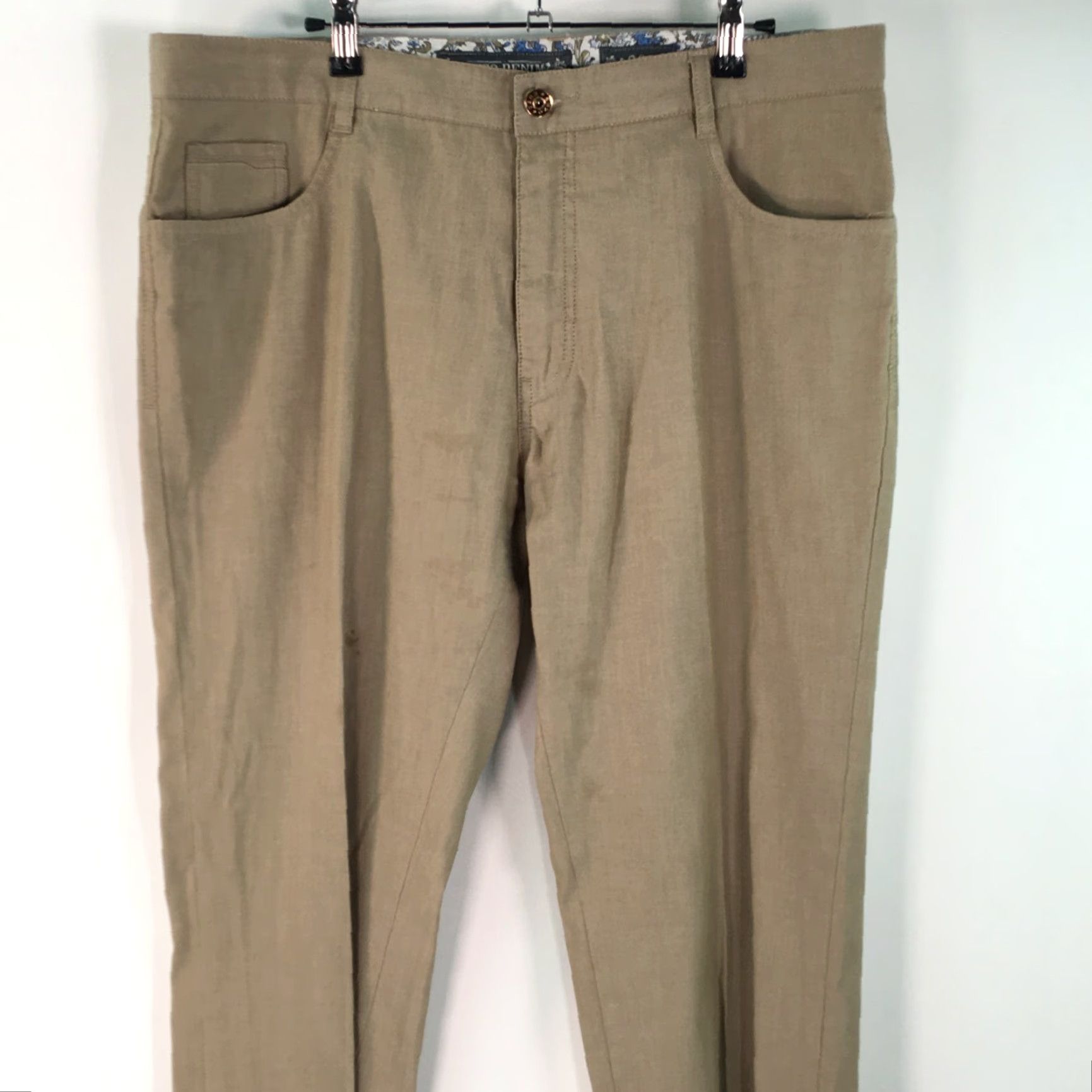 Kenzo Enzo Denim Mens Flat Front Casual Straight Leg Khaki Beige Dress Pants Size 36 Size US 38 / EU 54 - 3 Thumbnail