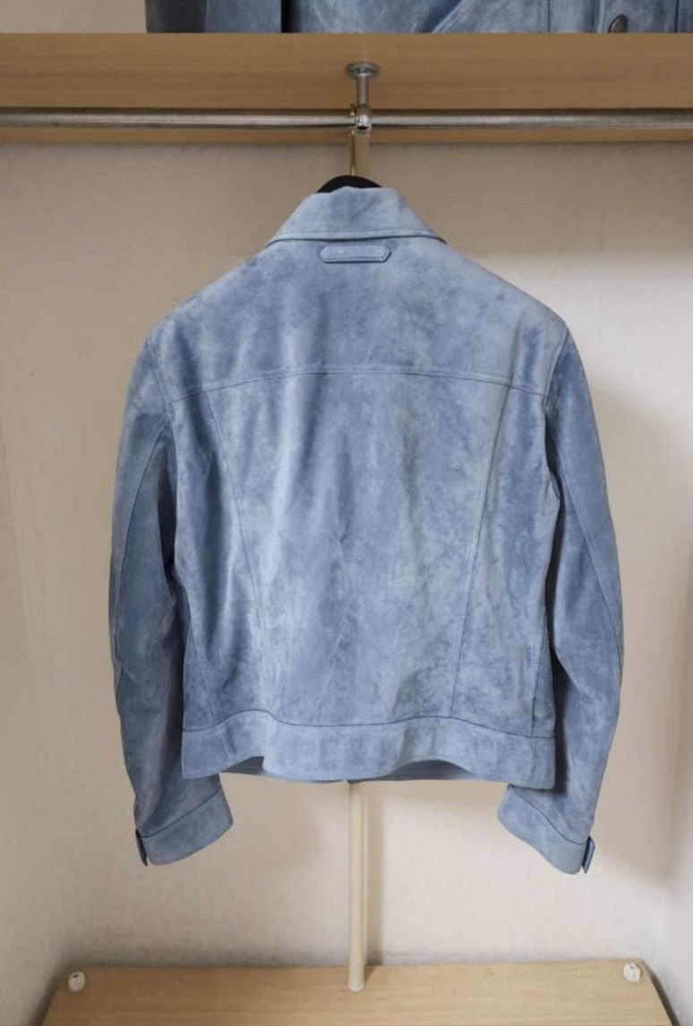 Tom Ford o1sm1stk0725 Soft Suede Jeans Trucker Jacket in Sky Size US M / EU 48-50 / 2 - 2 Thumbnail