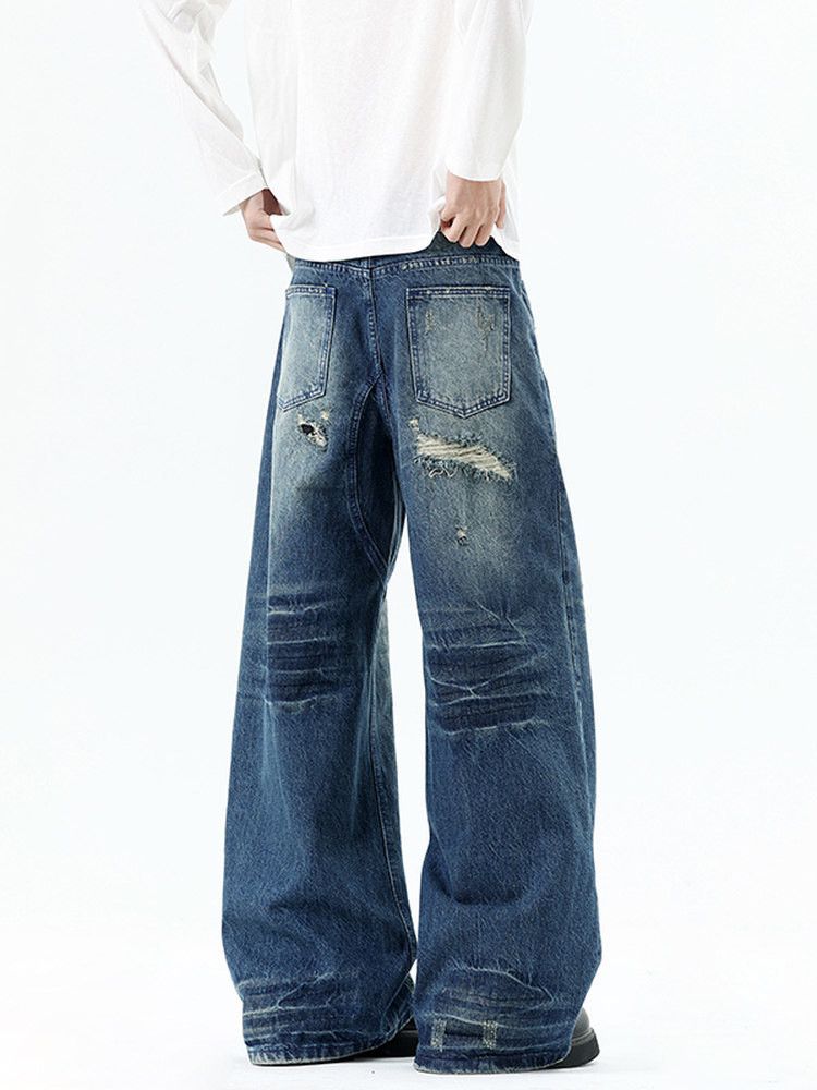 Vintage Men's American Retro Patchwork Distressed Ripped Jeans Size US 32 / EU 48 - 4 Thumbnail