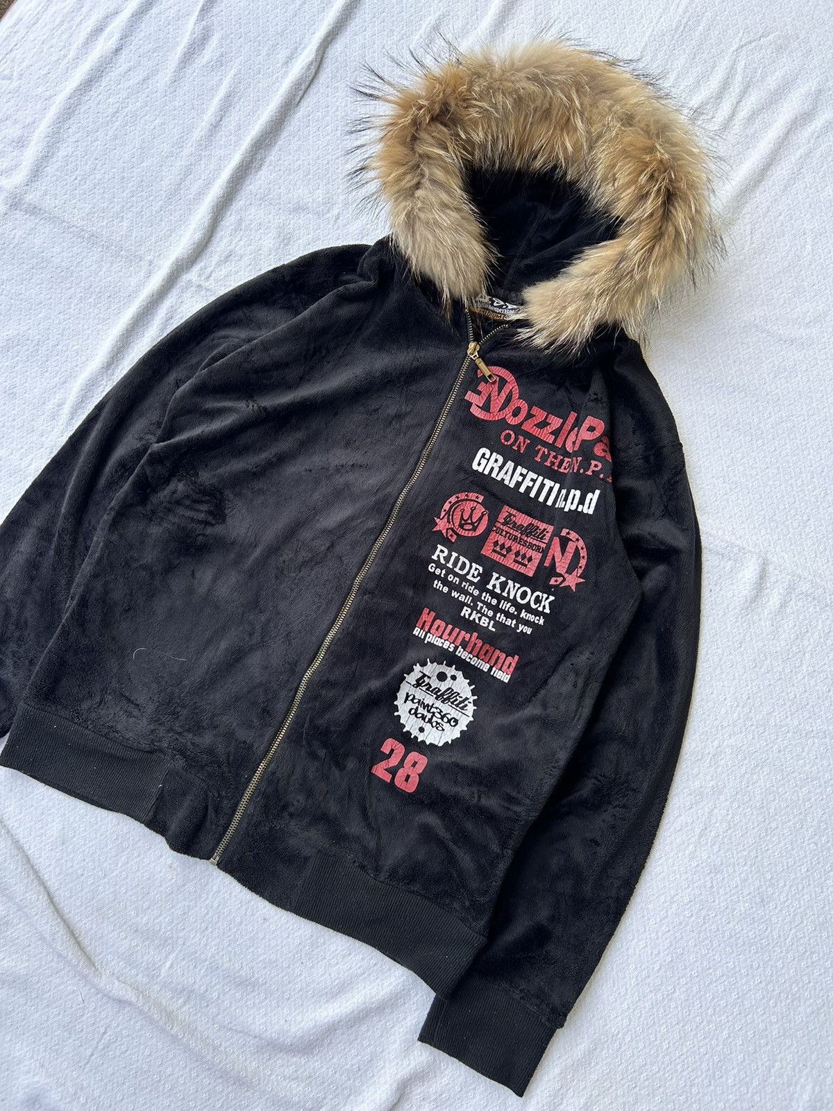 If Six Was Nine × Japanese Brand × Le Grande Bleu (L.G.B.) Velvet fur zip hoodie poem one's sunday best style Ifsix lgb Size US L / EU 52-54 / 3 - 5 Thumbnail