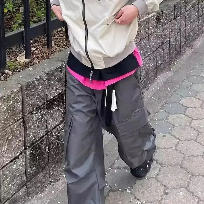 Japanese Brand Grey Pleated Wide Leg Baggy Y2K Cargo Pants Size US 32 / EU 48 - 6 Thumbnail