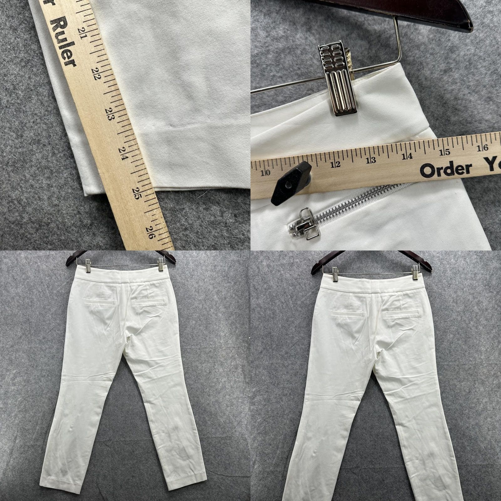 Veronica Beard VERONICA BEARD Pants Womens 4 White Zip Pockets Skinny Ankle Stretch Made USA Size 27" / US 4 / IT 40 - 8 Thumbnail