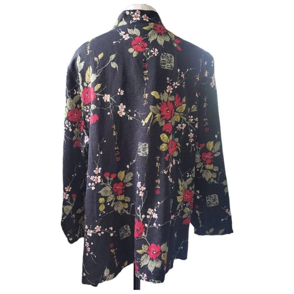 Designer CT1680 SilkLand Woman Black Mandarin Collar Style Jacket 2X Size XXL / US 16-18 / IT 52-54 - 4 Thumbnail