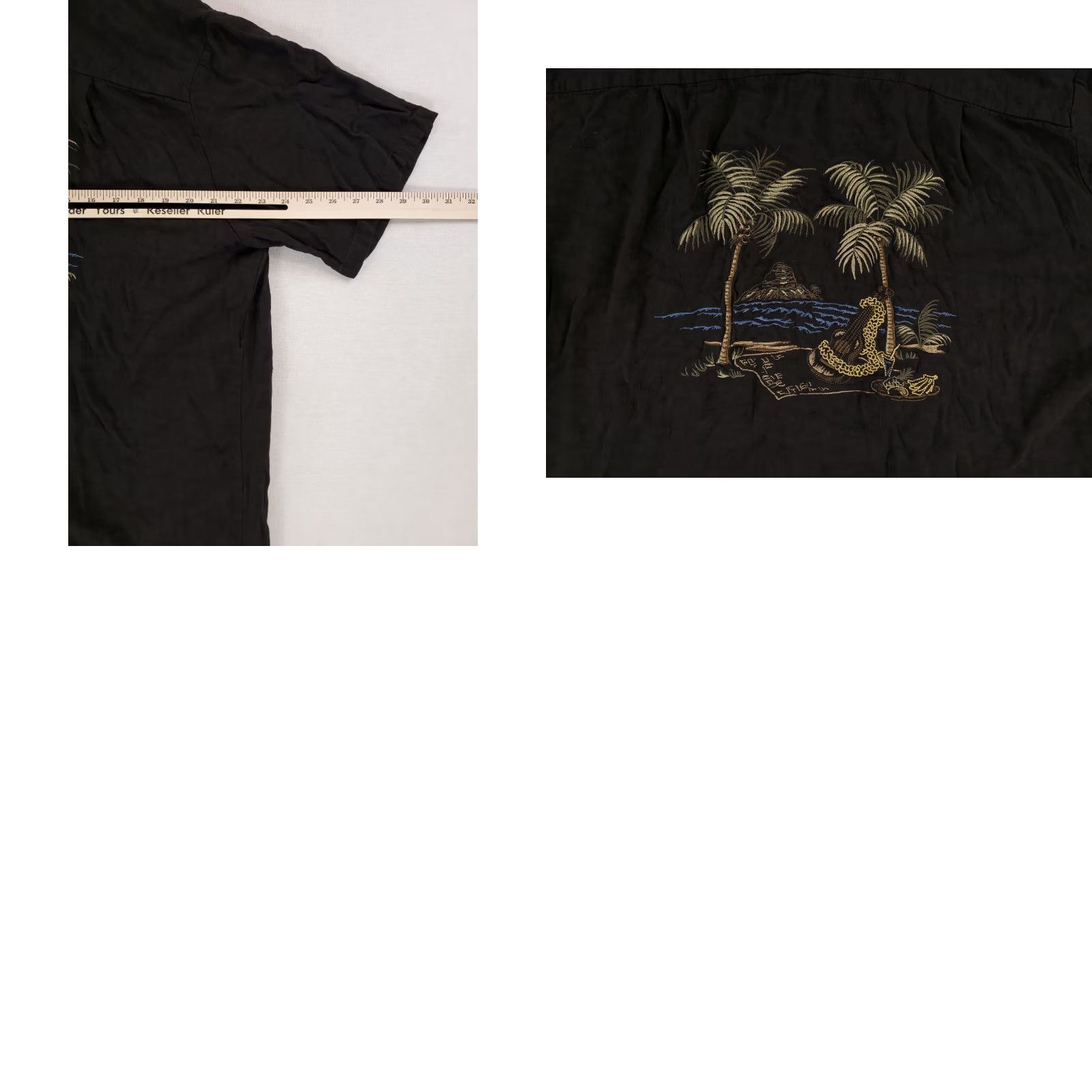 Vintage Kalaheo Hawaiian Shirt Black Embroidered Palm Trees Beach Rayon Mens L Classic Button-Up Short Sleeve Shirt Size US L / EU 52-54 / 3 - 8 Thumbnail