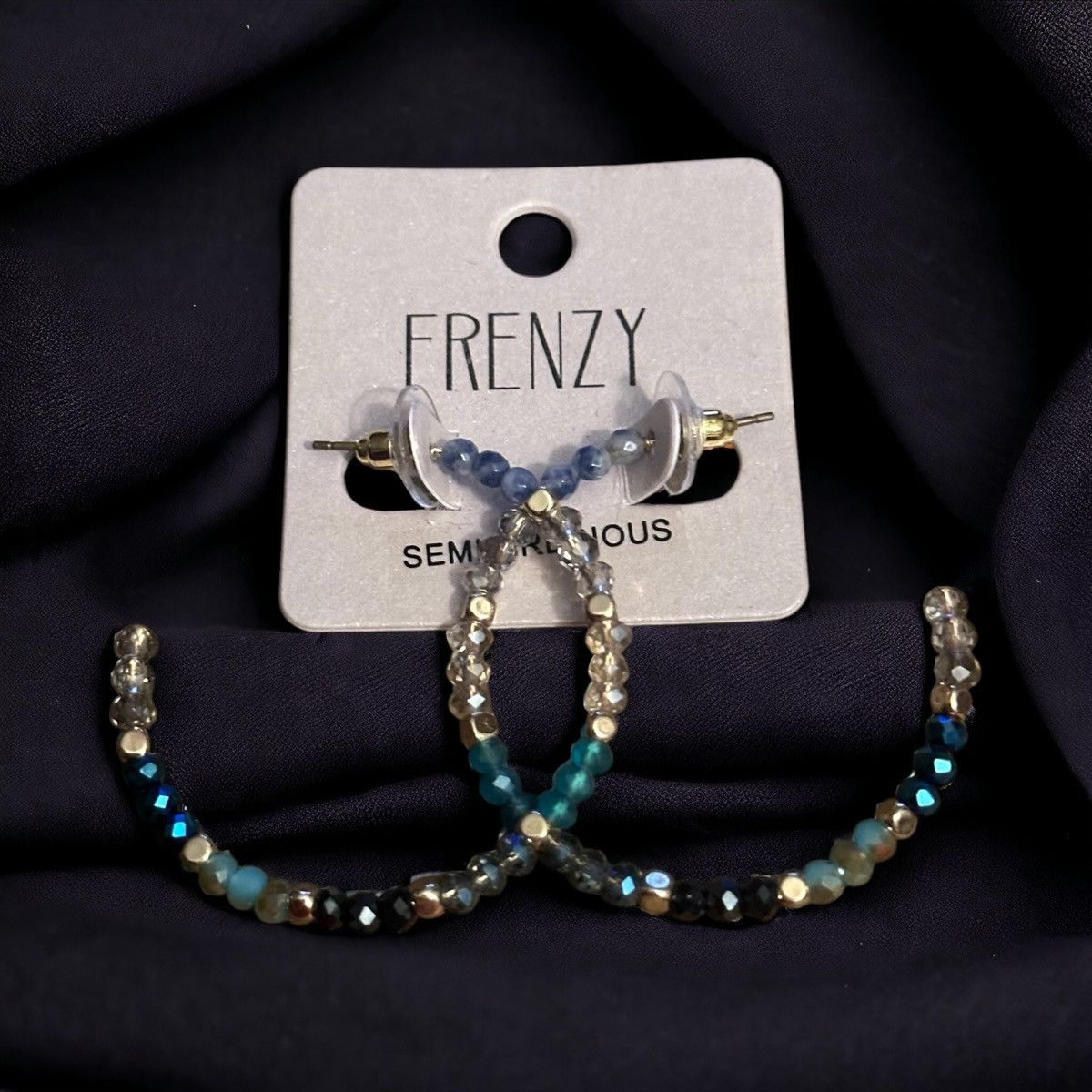 Other Frenzy semi precious stone bead hoop earrings Size ONE SIZE - 1 Thumbnail