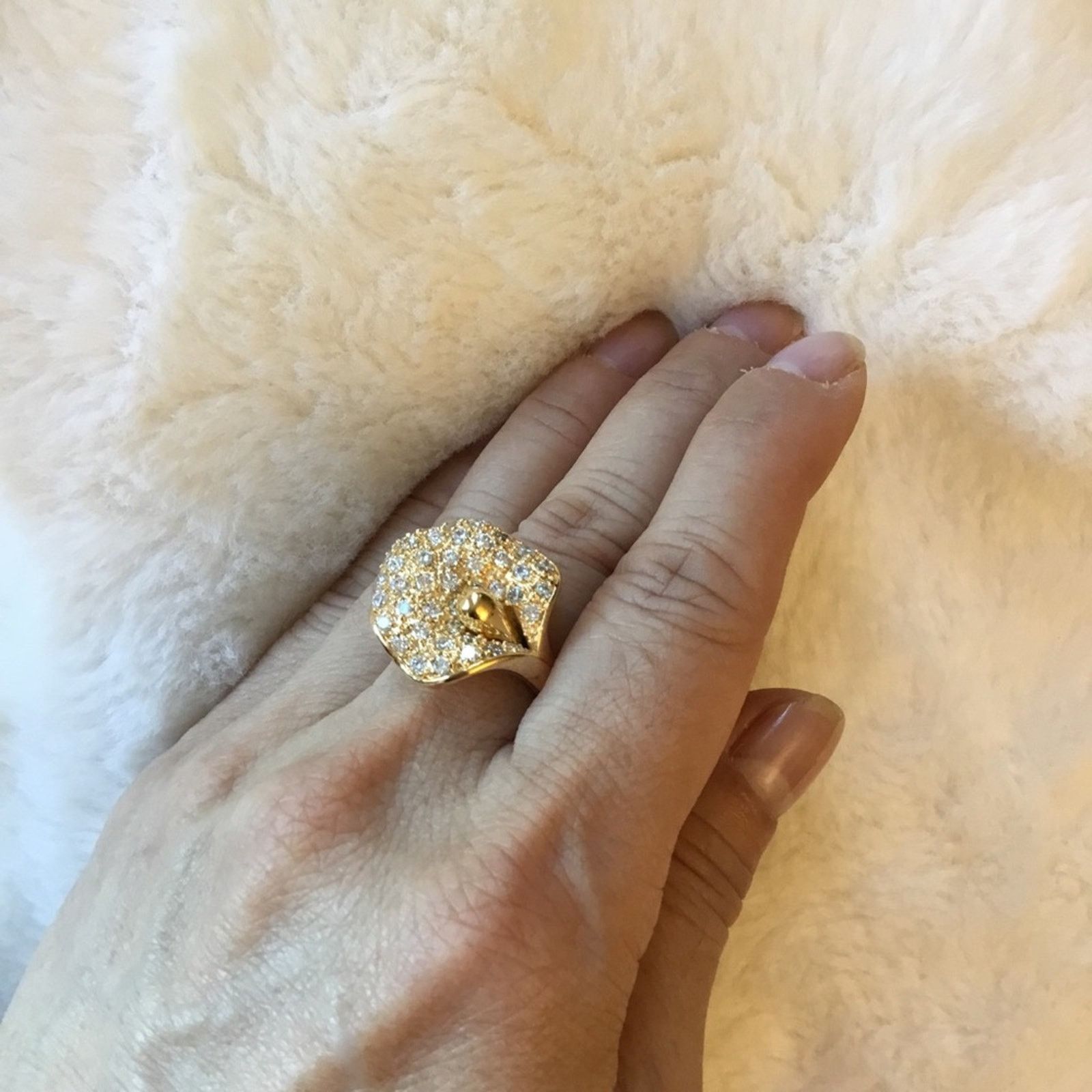 Other Gold Lily Crystal Statement Cocktail Ring Size ONE SIZE - 10 Thumbnail