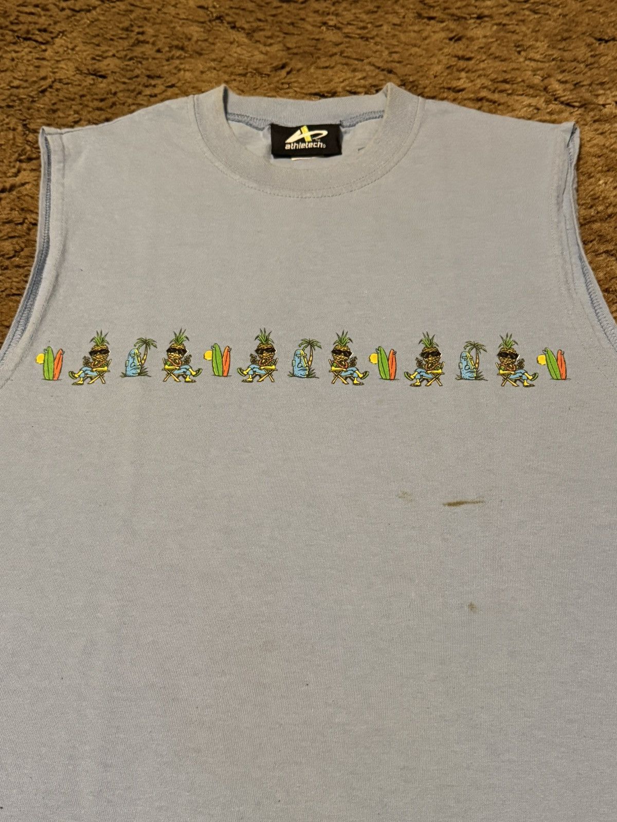 Vintage 90s Sleeveless Hawaiian Tee Blue Medium Size US M / EU 48-50 / 2 - 2 Thumbnail