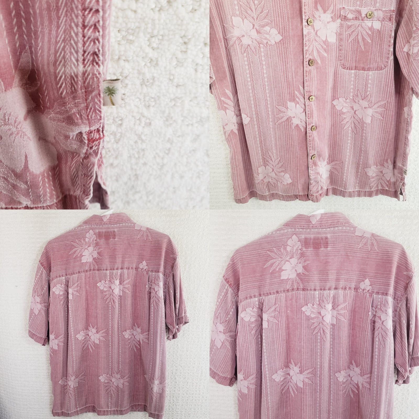 Vintage Island Shores Mens Silk Hawaiian Shirt Short Sleeve L Red Floral Button-Up Shirt Size US L / EU 52-54 / 3 - 8 Thumbnail