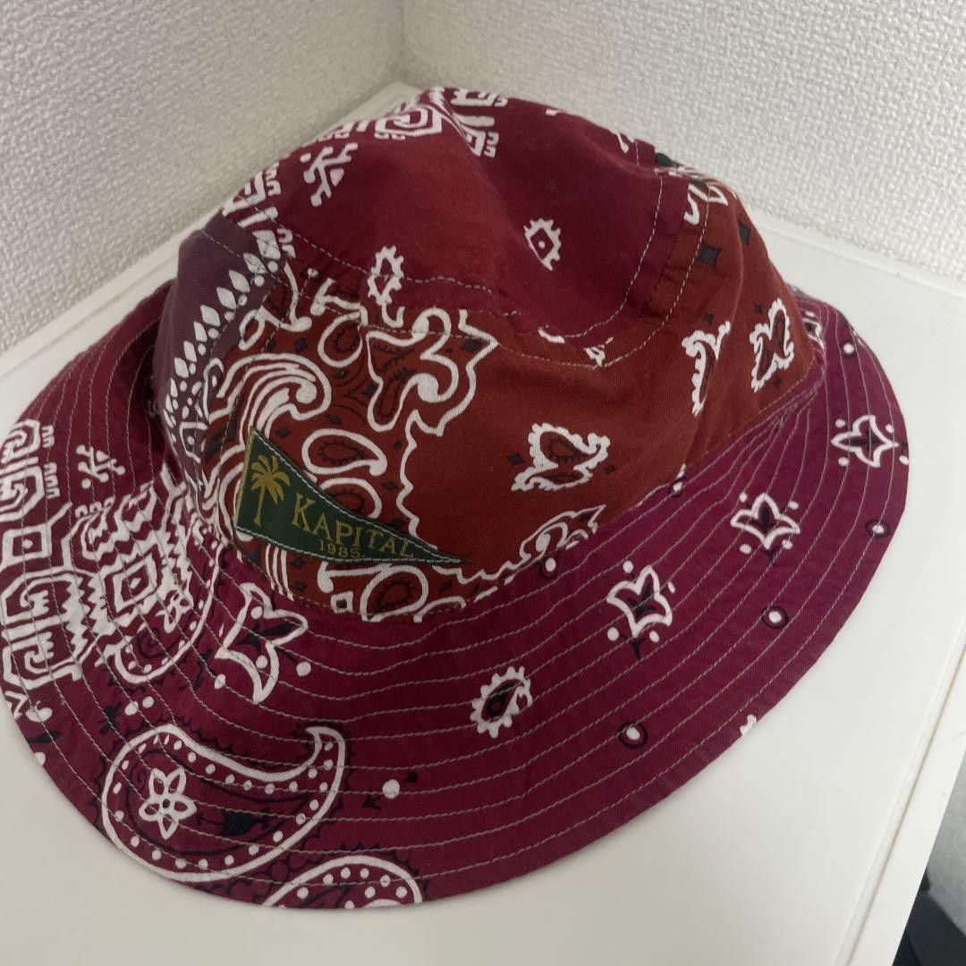 Kapital KAPITAL Bandana Patchwork Long Brim Bucket Hat Red Size ONE SIZE - 4 Thumbnail
