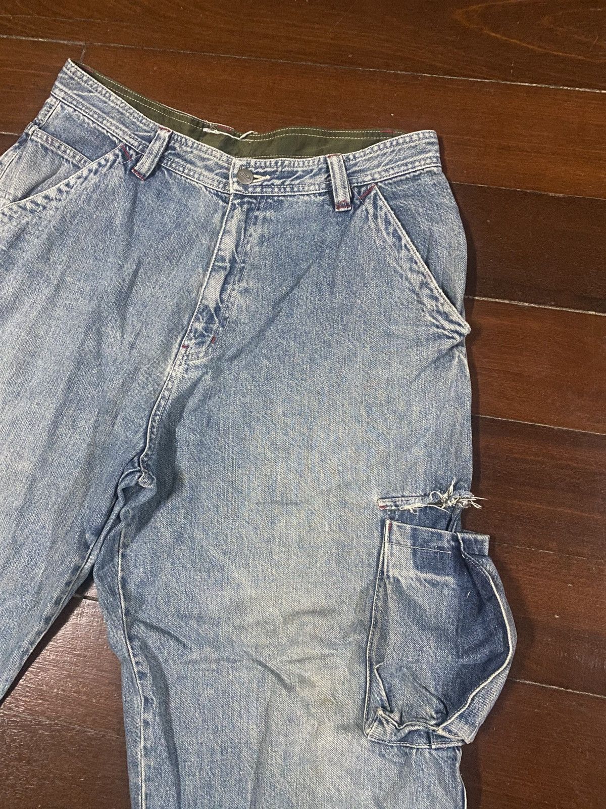 Japanese Brand Hawaiian Piko Jeans Cargo baggy distressed wide leg Size US 35 - 9 Thumbnail
