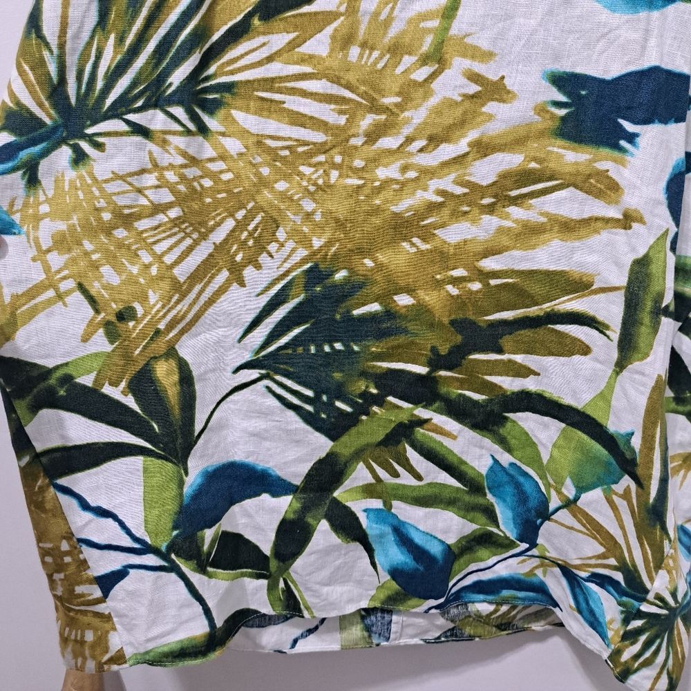 Chicos Chico's Linen Palm Print Tunic Wedge Short Dress Multi- Colo Size L / US 10 / IT 46 - 10 Thumbnail