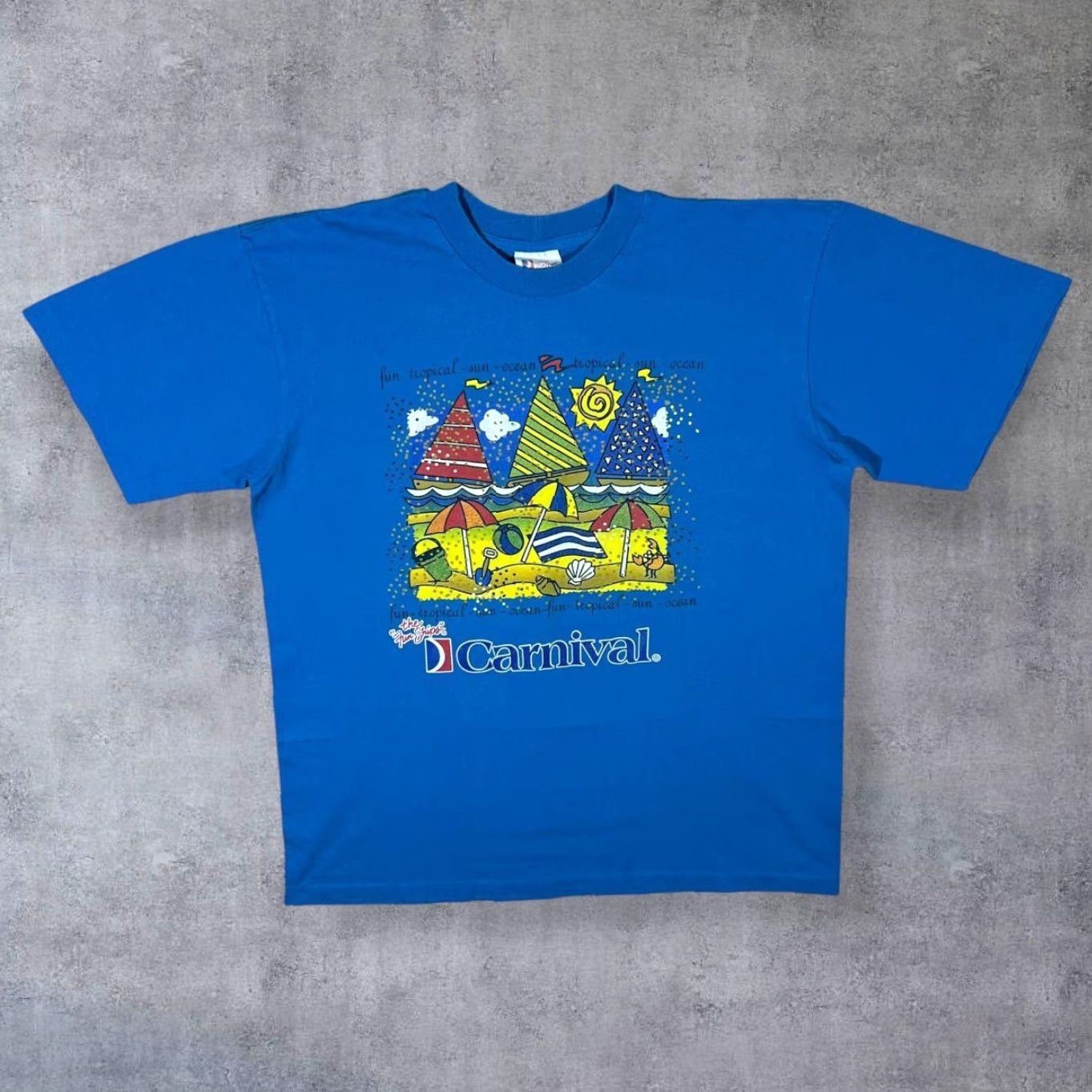 Vintage Vintage The Fun Ships Souvenir T-Shirt Blue XL XXL Graphic Single Stitch 90s Mens T-Shirt Size US XL / EU 56 / 4 - 2 Thumbnail