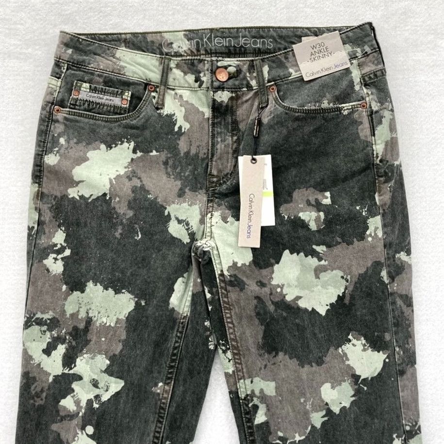 Calvin Klein Calvin Klein Jeans Women's Ankle Skinny Green Camouflage Stretch Denim Pants 30 Size 30" / US 8 / IT 44 - 2 Thumbnail