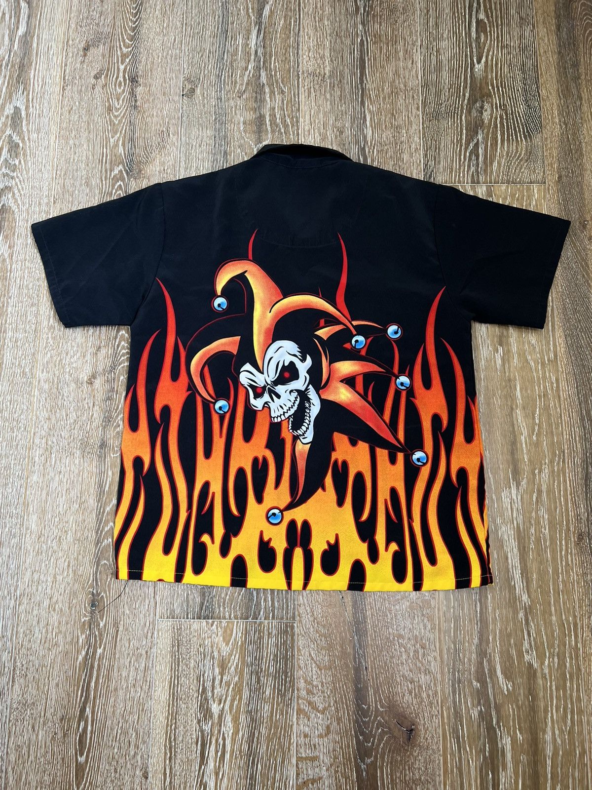 Vintage Vintage silver point skull jester flame button up shirt Size US S / EU 44-46 / 1 - 2 Thumbnail