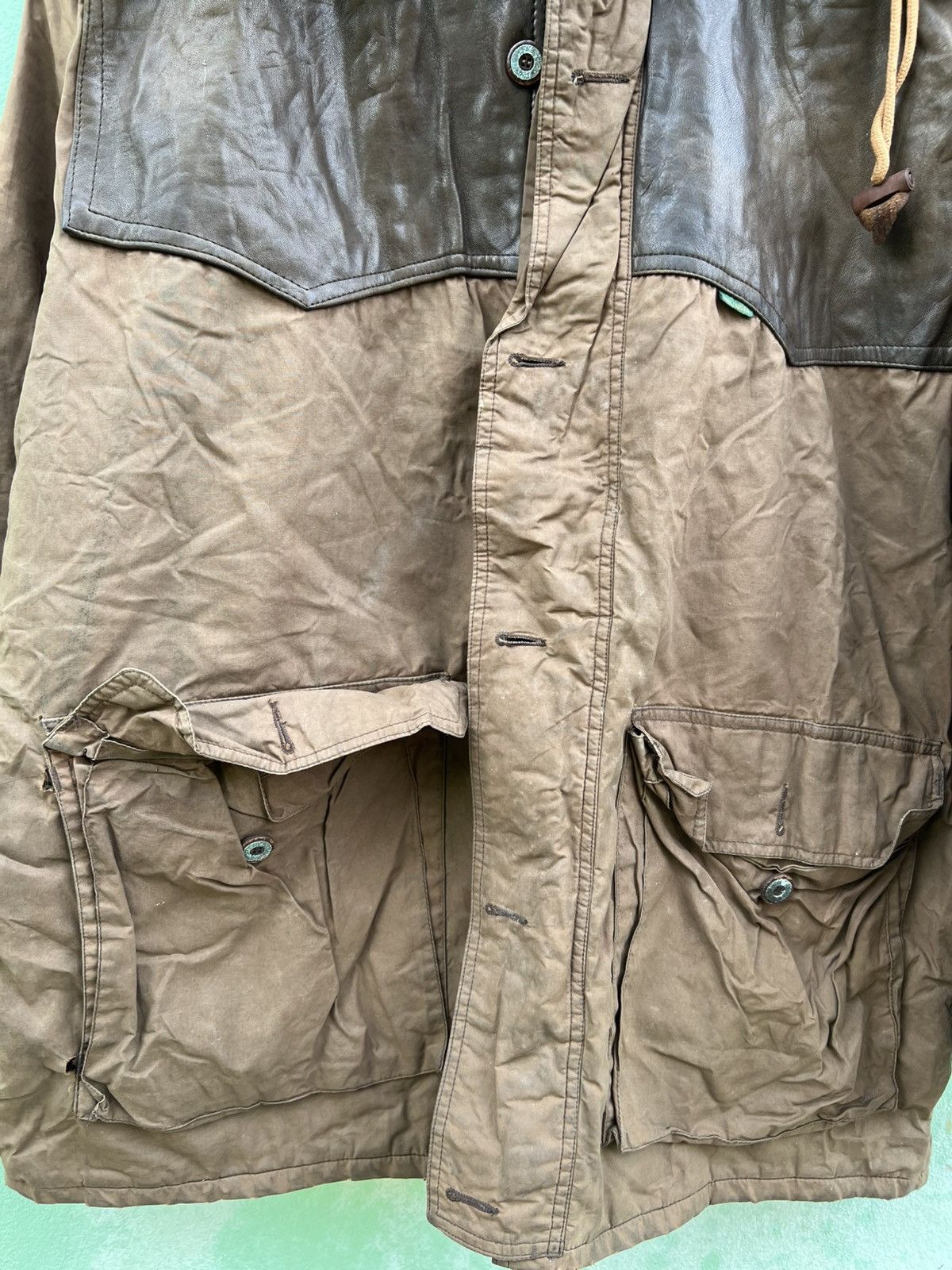 Nigel Cabourn ARCHIVE 90s Nigel Cabourn Waxed Hunting Jacket Leather Yoke Size US XL / EU 56 / 4 - 4 Thumbnail