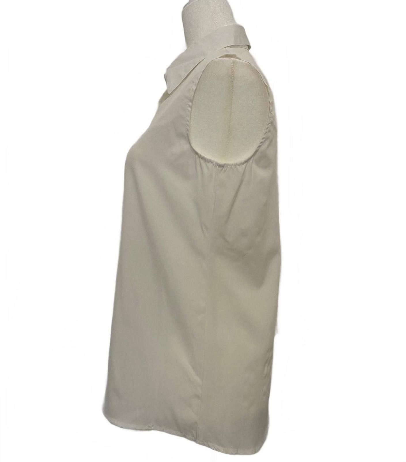 The Unbranded Brand Unbranded Breezy Collar Sleeveless Shirt in White (No Tags) Size S / US 4 / IT 40 - 4 Thumbnail