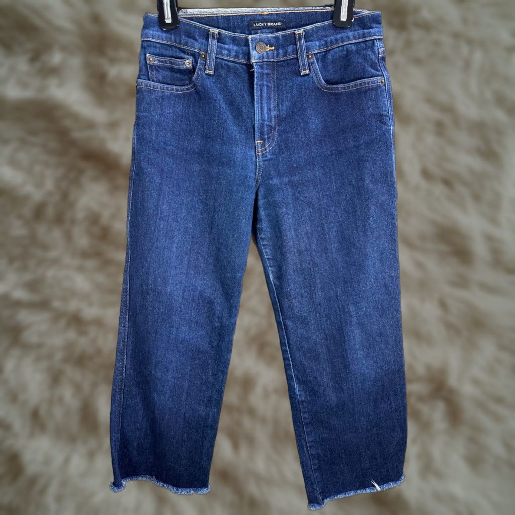 Lucky Brand Women's Lucky Brand Blue Jeans Straight Leg Crop Cropped Cotton Sz 4 / 27 jeans Womens Straight Cropped Blue Cotton Lucky Brand 4 / 27 Size 30" / US 8 / IT 44 - 1 Thumbnail