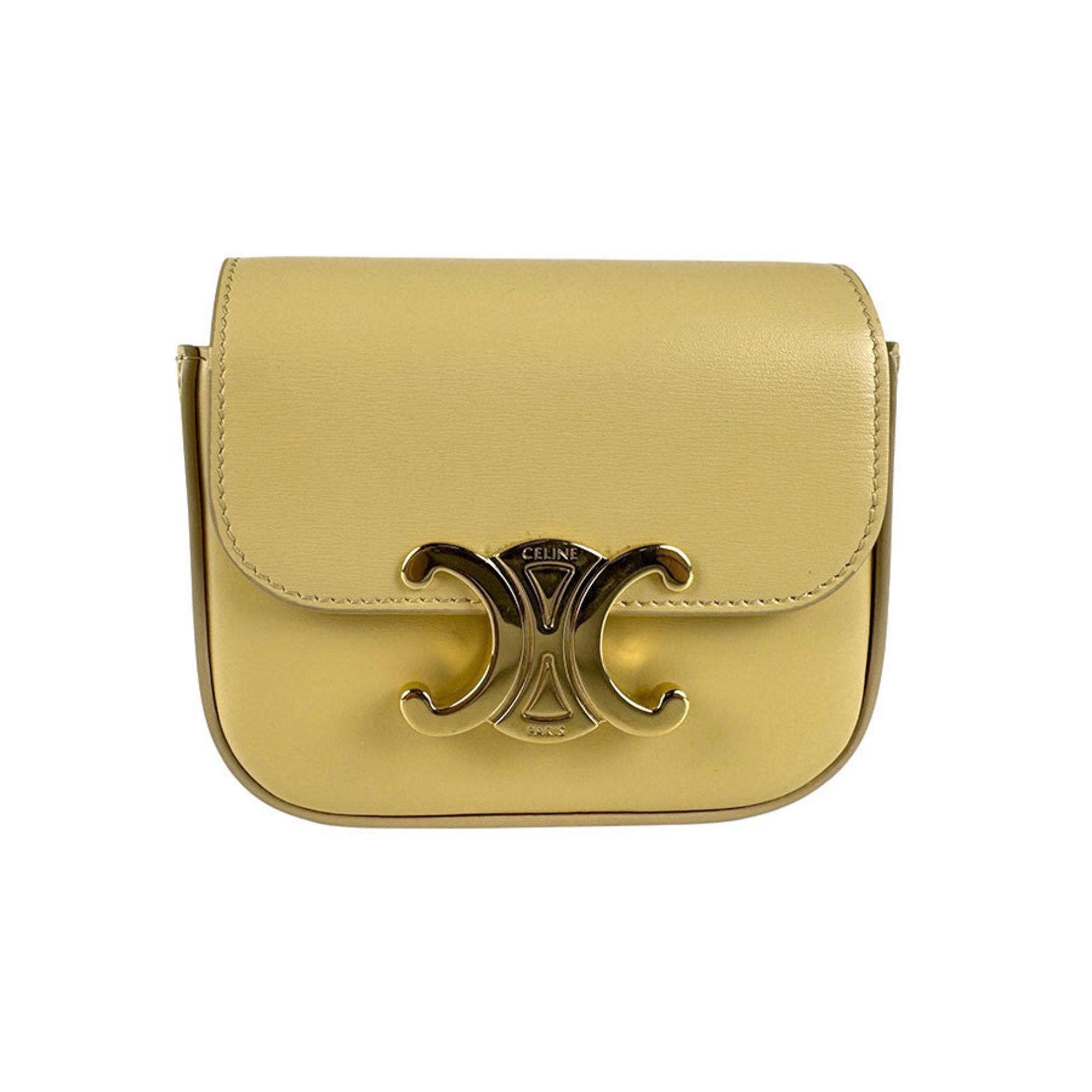 Celine Triomphe Mini Claude Leather Cream Shoulder Bag For Women Z4723 in Beige