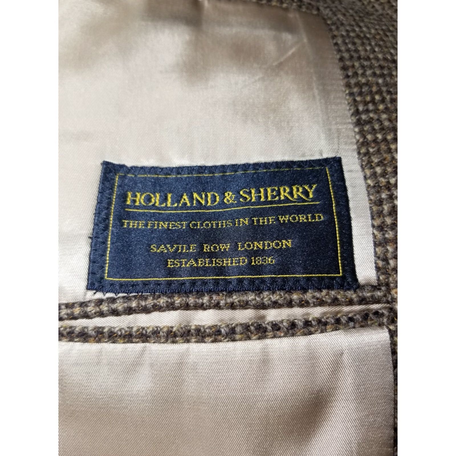 Vintage Holland & Sherry Bespoke Brown Orange Tweed Sport Coat Blazer 42R Wool Wool 100% Wool Notch Lapel Single-Breasted Two-Button Size 42R - 6 Thumbnail