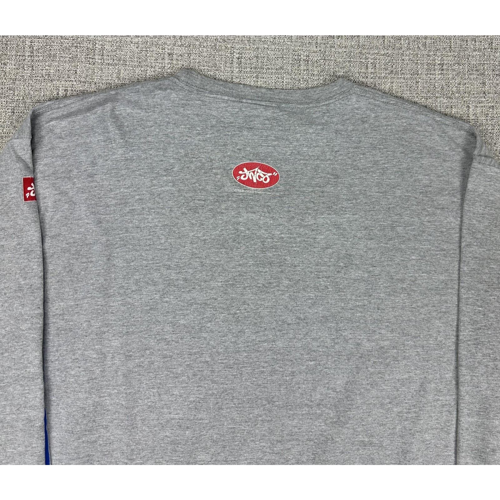 JNCO JNCO Jeans Shirt Sz XL Gray Long Sleeve USA Flag Sleeve USA Size US XL / EU 56 / 4 - 12 Thumbnail
