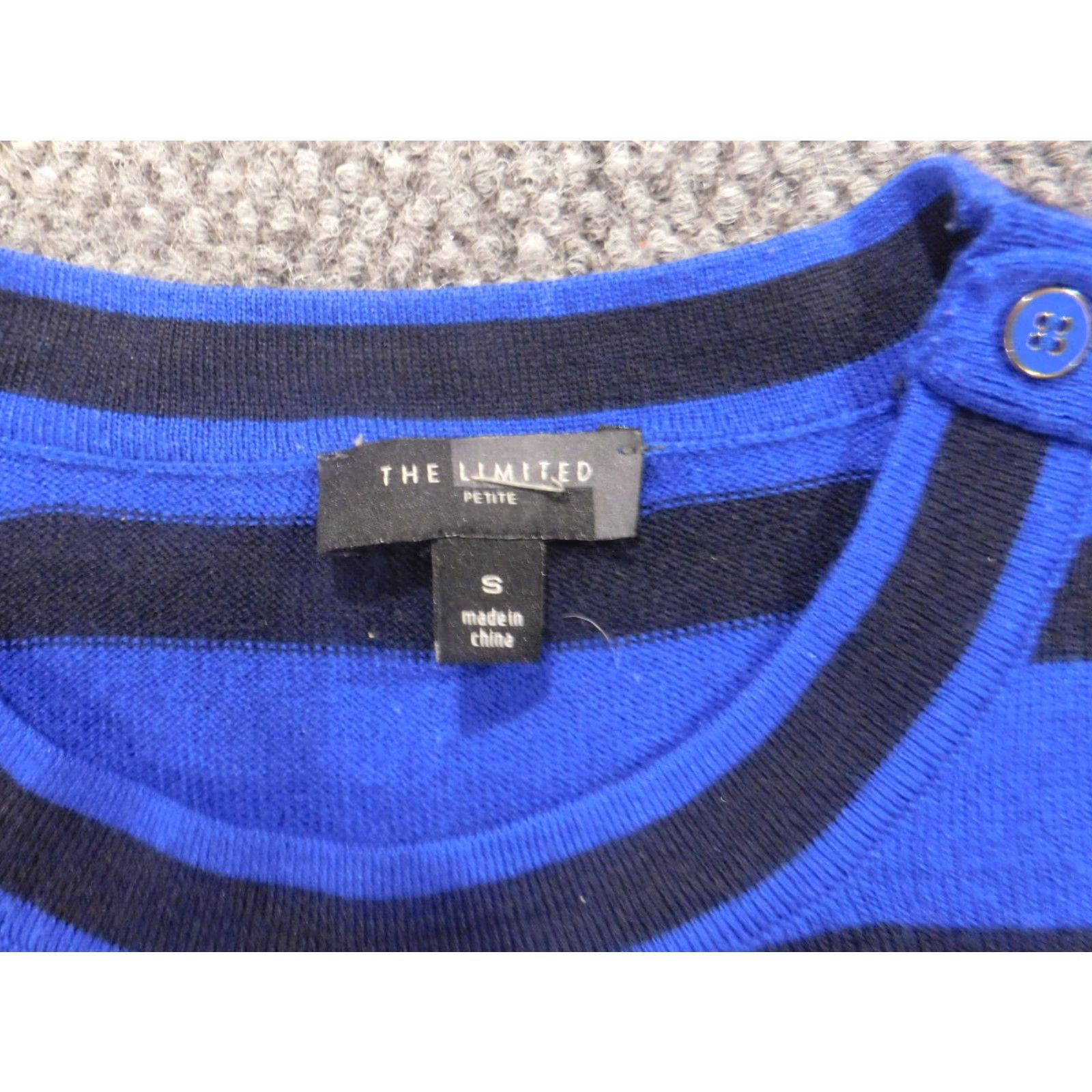 Vintage The Limited Womens Sweater Small Petites Blue striped crewneck Size S / US 4 / IT 40 - 6 Thumbnail