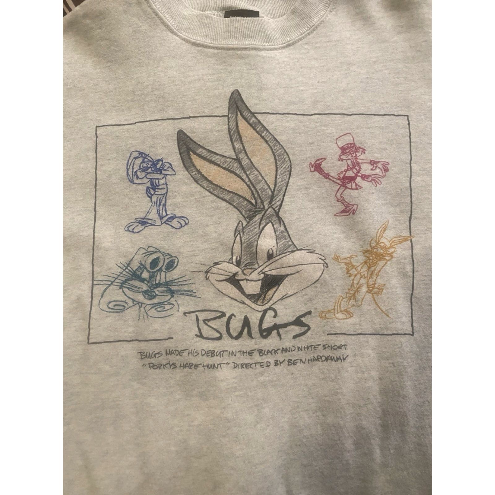 Vintage VINTAGE Bugs Bunny Warner Bros. Crewneck Sweatshirt Gray Adult L EUC Size US L / EU 52-54 / 3 - 2 Thumbnail