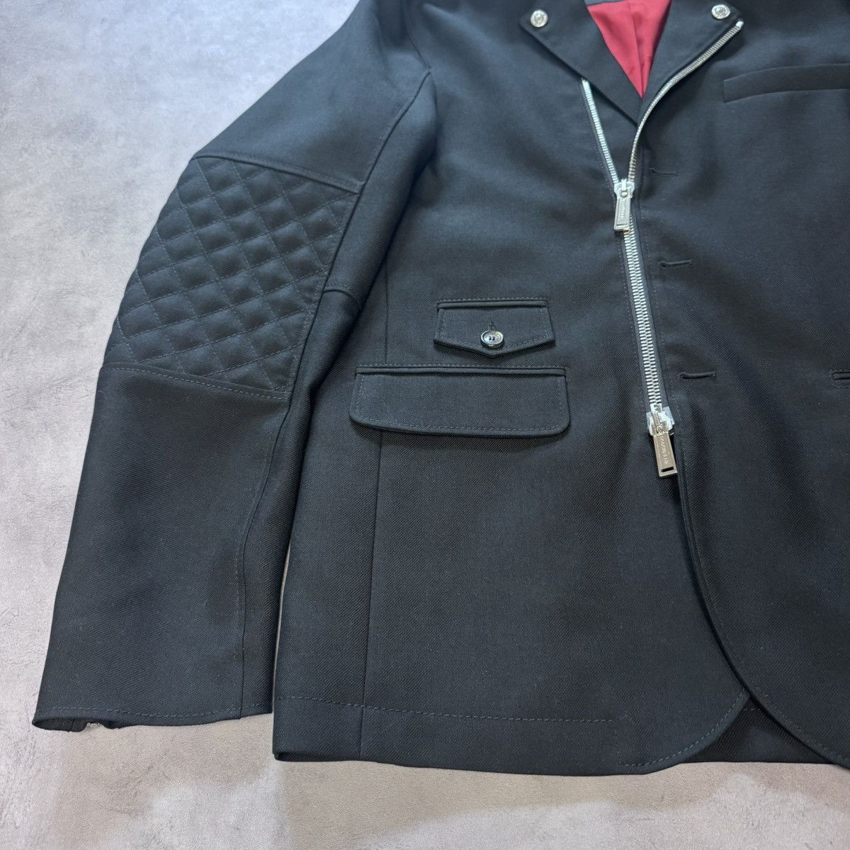Dsquared2 Dsquared2 Men's Black Wool Biker Blazer Jacket Size:IT-54 Size US L / EU 52-54 / 3 - 4 Thumbnail