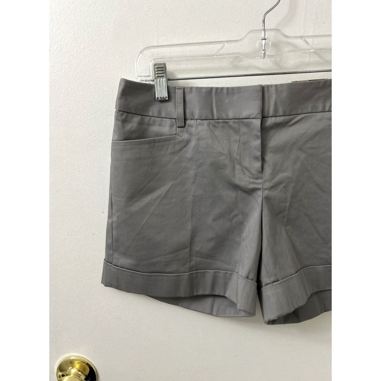Express VINTAGE: No Express Editor Shorts Womens Size 2 Gray NWT Cotton Blend Stretch Cuffed Chino 4.5in Inseam Pockets Wool? Size 26" / US 2 / IT 38 - 6 Thumbnail