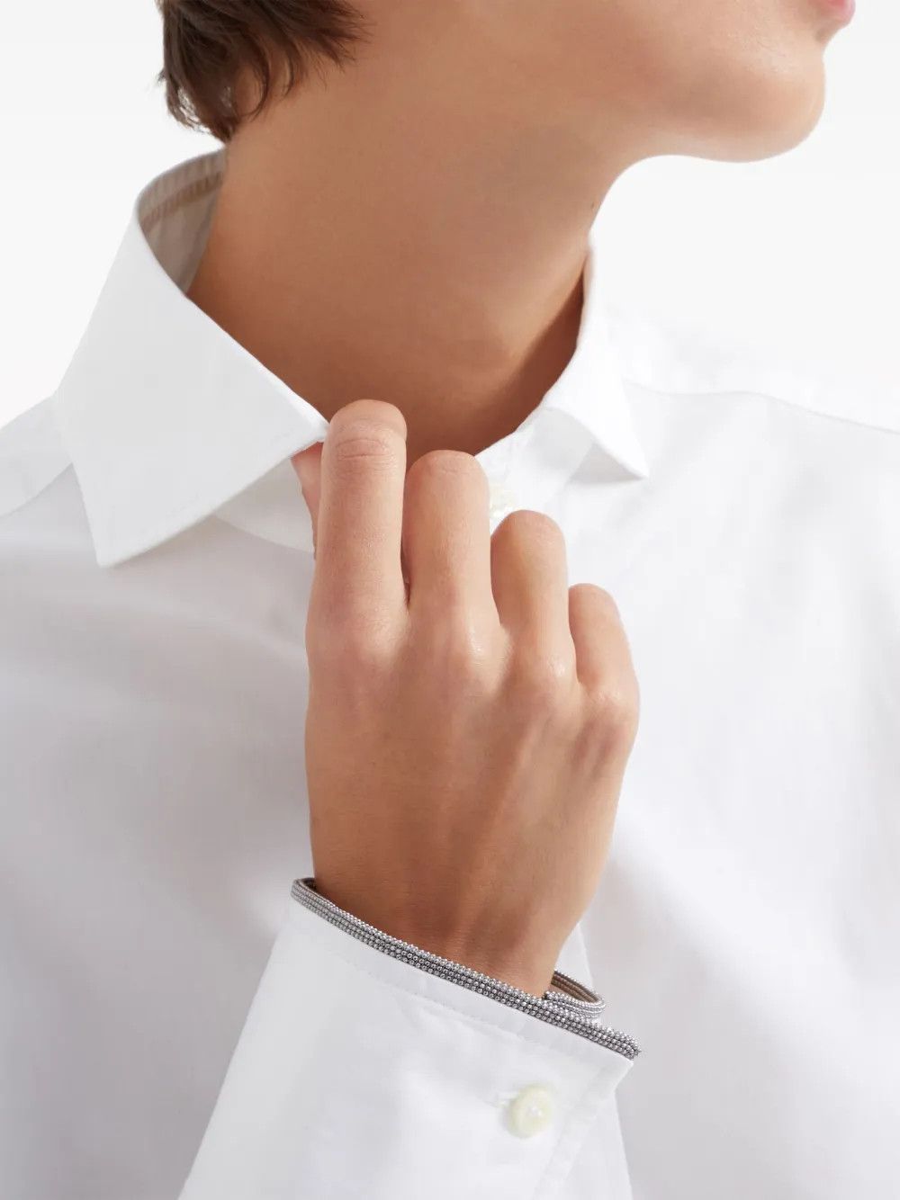 Brunello Cucinelli o1w1db10825 Blouse in White Size S / US 4 / IT 40 - 5 Thumbnail