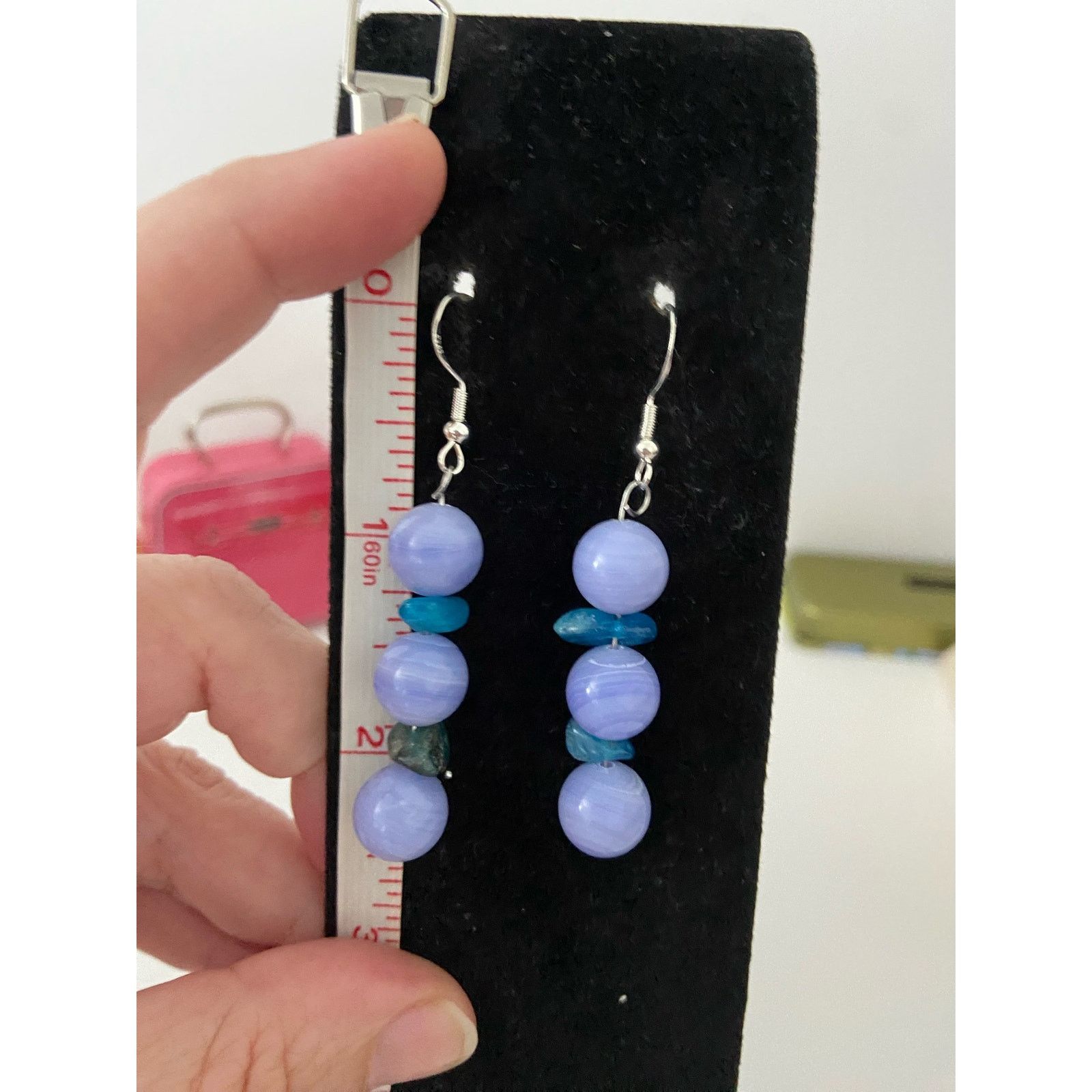 Handmade Handmade Blue lace agate and apatite chip bead earrings Size ONE SIZE - 3 Thumbnail