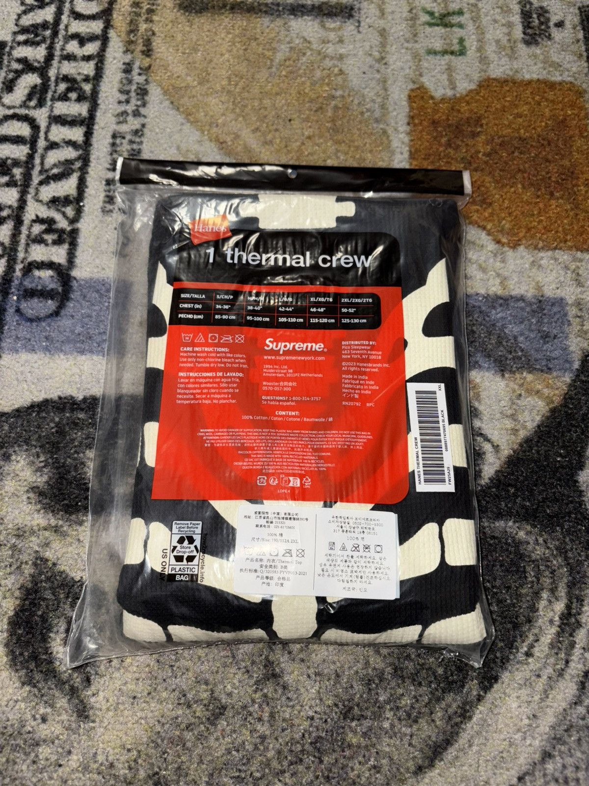 Hanes × Supreme Supreme Hanes Bones Skeleton Thermal Crew (1 Pack) Black Size US XXL / EU 58 / 5 - 2 Thumbnail