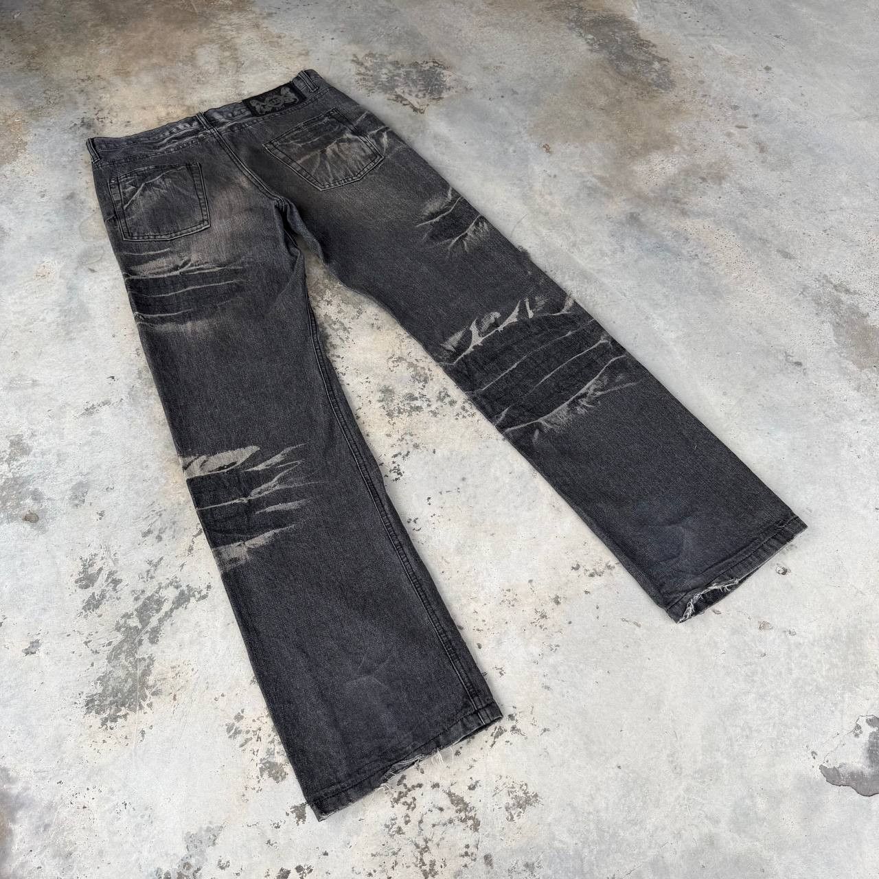 LOWBOX Archival LOWBOX Distressed Mud-Wash Denim Faded Black Grunge Size US 32 / EU 48 - 13 Thumbnail