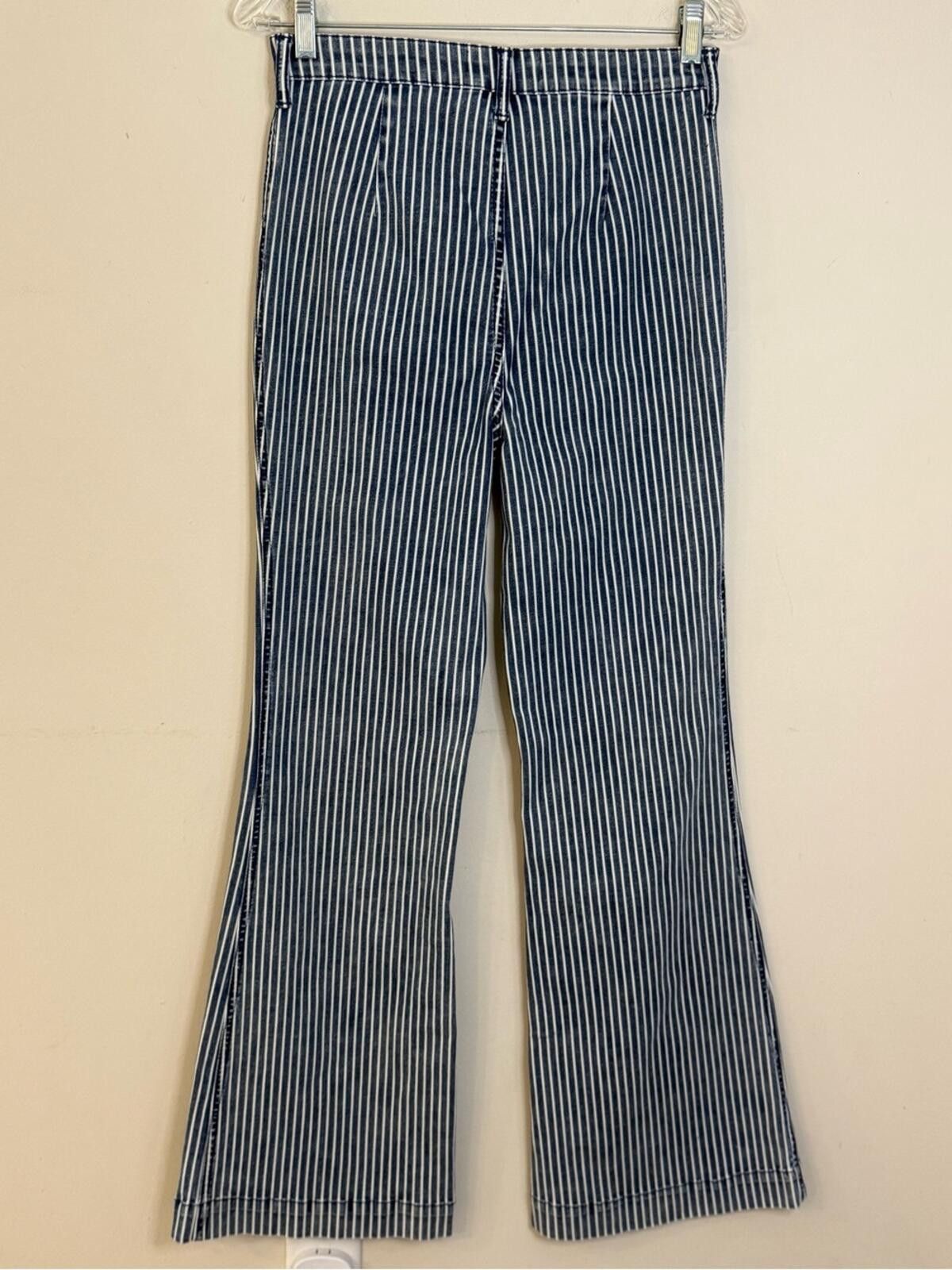 Other NES Jeans blue & white striped retro 70s wide leg SZ 29” Size 29" - 3 Thumbnail