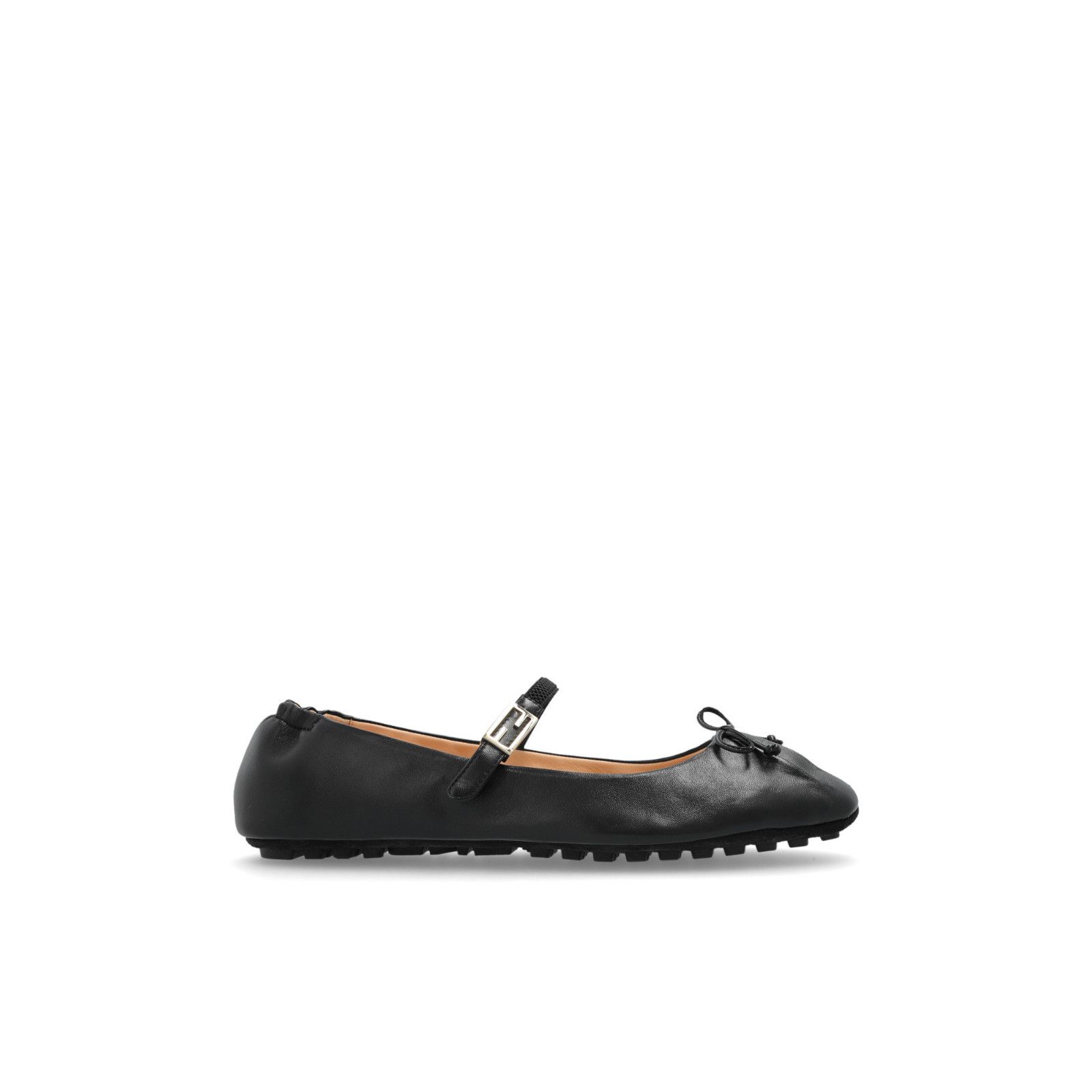 FENDI Black Leather Ballerina Flats New & Authentic (Women's