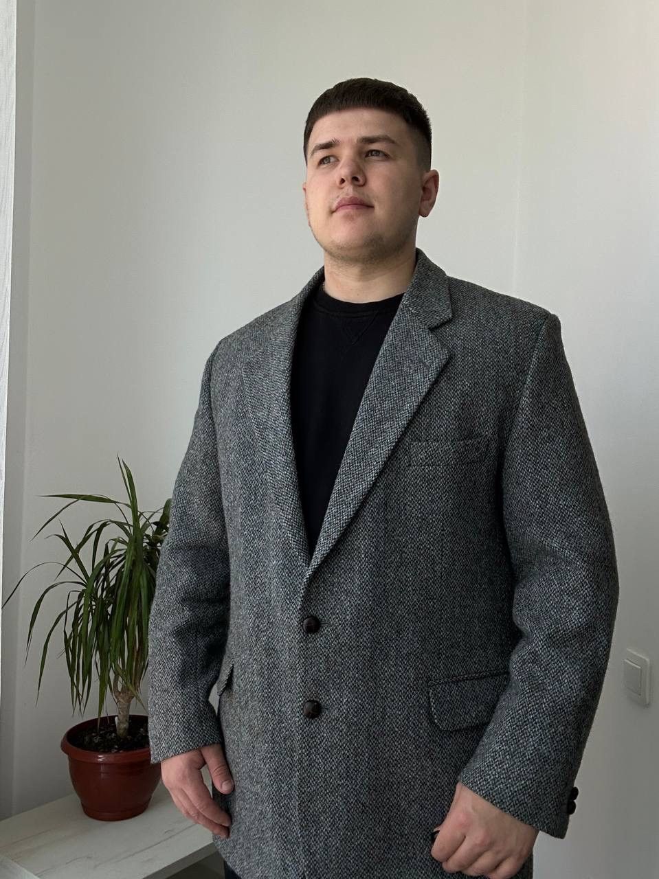 Harris Tweed × Vintage Vintage Harris Tweed Wool Bottons Blazer Coat Jacket Size 52R - 7 Thumbnail
