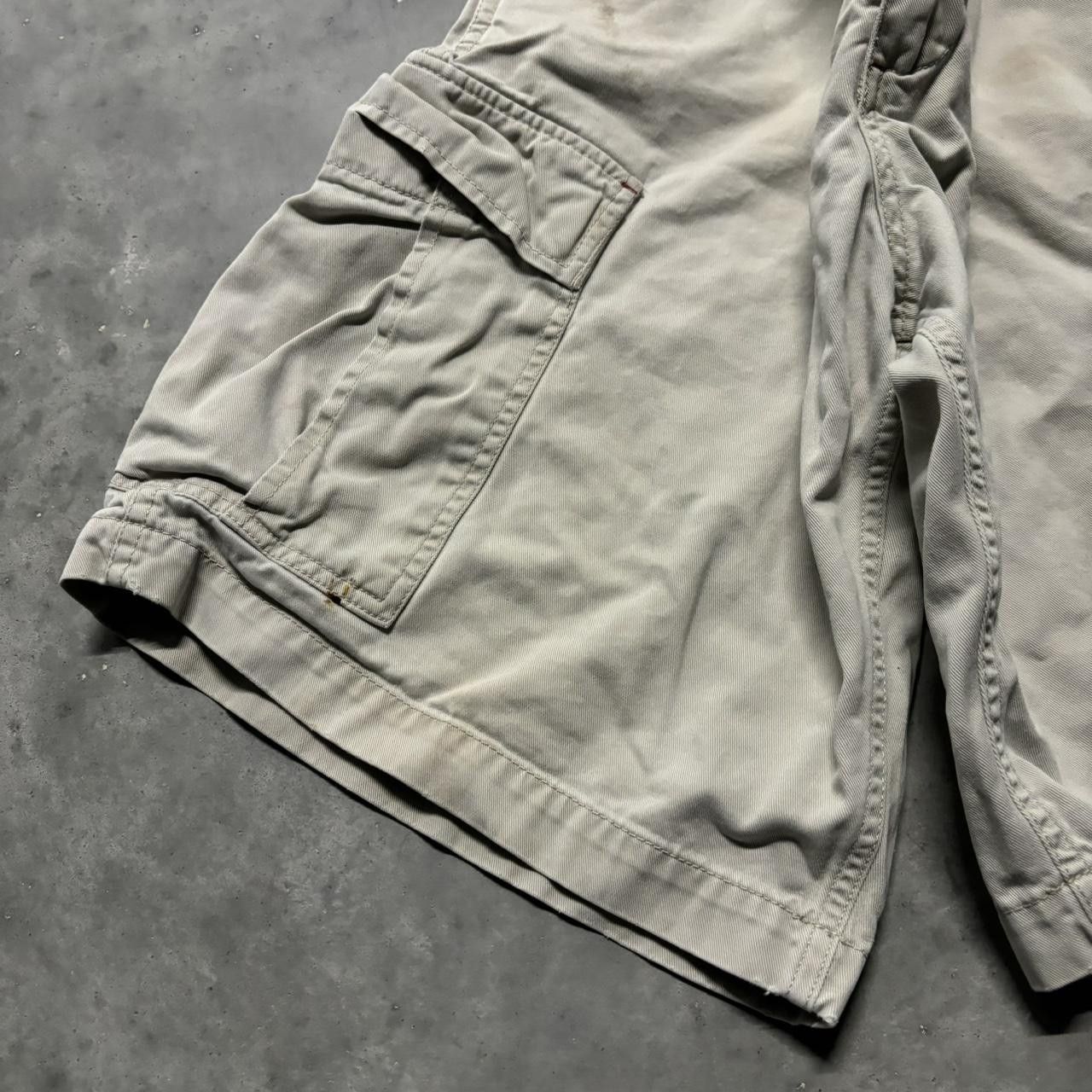 Japanese Brand × Vintage Crazy Vintage Y2K/2000s Cream Skater Style Cargo Shorts! Size US 32 / EU 48 - 3 Thumbnail