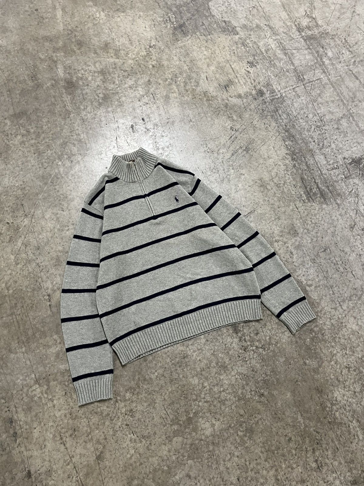 Polo Ralph Lauren × Vintage Polo Ralph Lauren vintage stripped 1/4 zip sweater knit Size US M / EU 48-50 / 2 - 2 Thumbnail