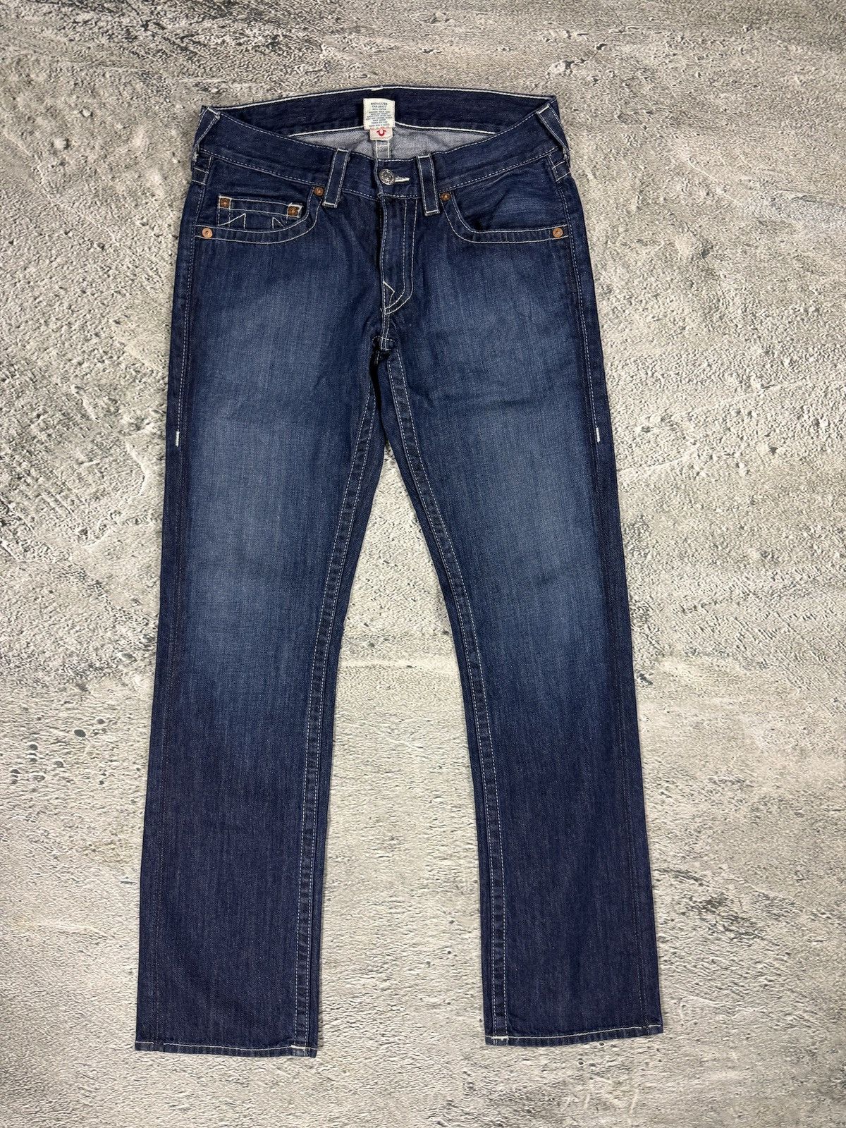 True Religion True Religion jeans blue white stitching straight Y2K Size US 31 - 6 Thumbnail