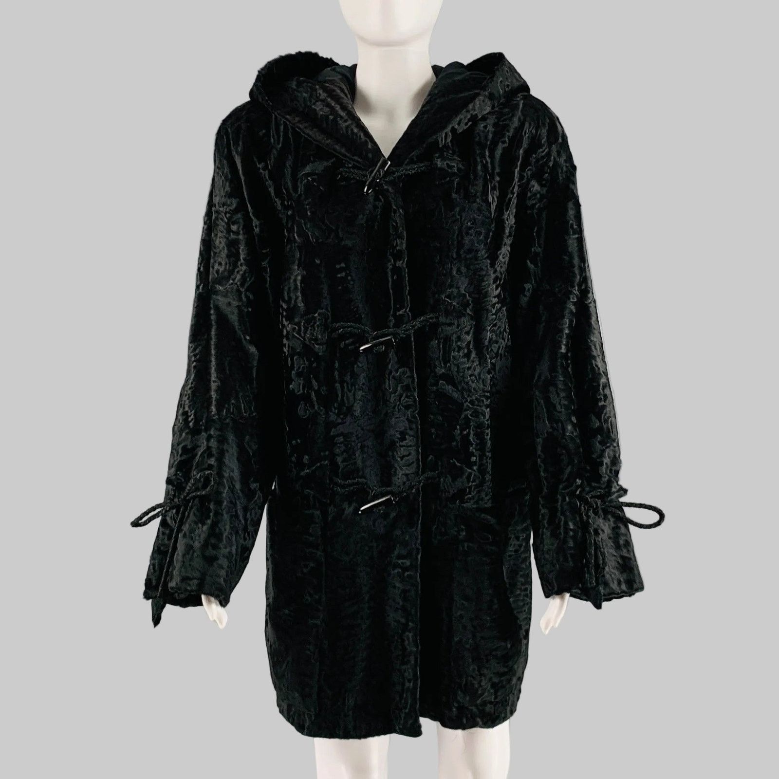 I. Magnin GALANOS Size M Black Hooded Coat Size M / US 6-8 / IT 42-44 - 1 Thumbnail