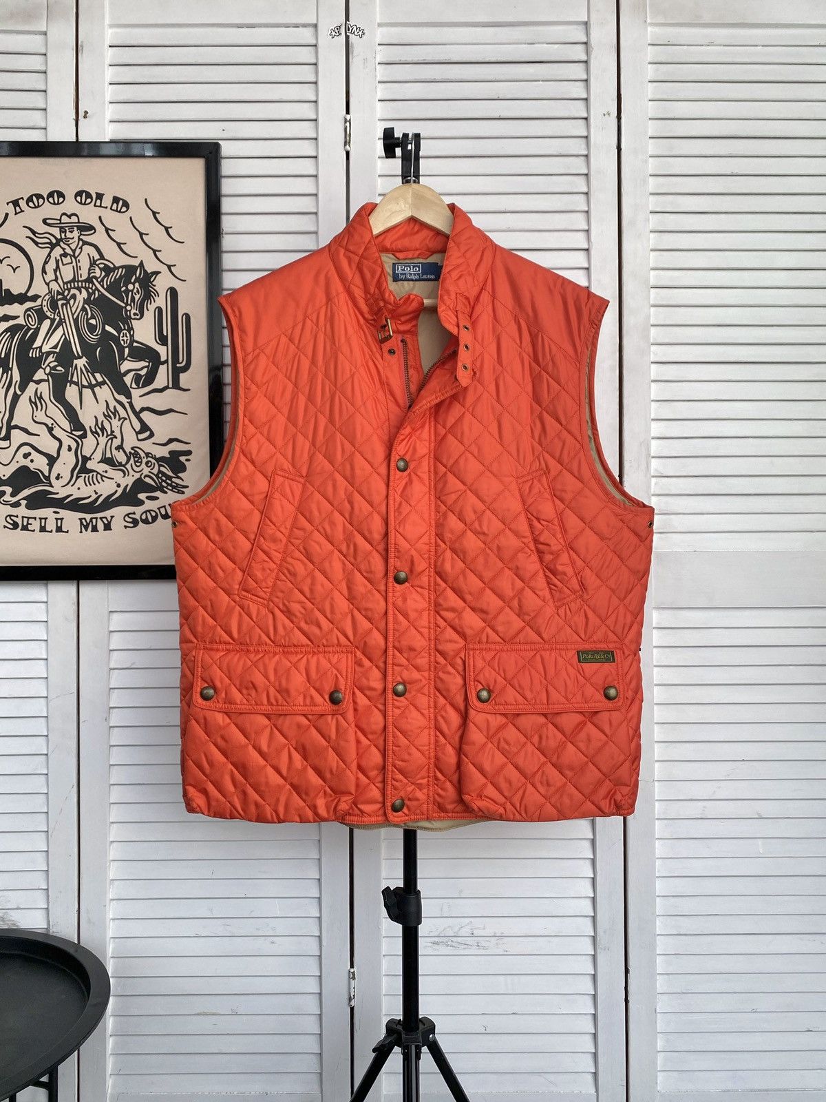 Vintage Polo Ralph Lauren Quilted Hunting Vest Orange